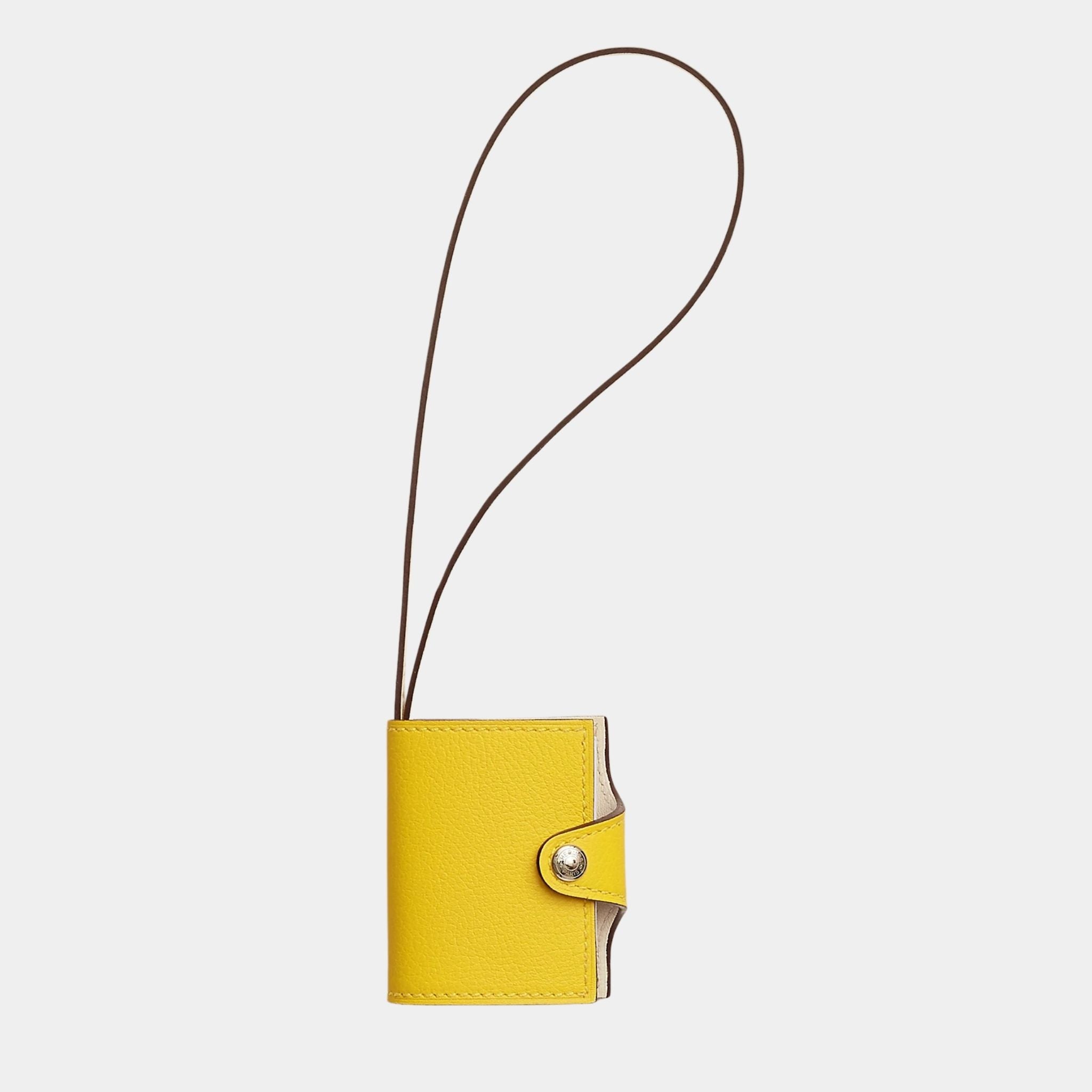 Hermes Ulysse Nano Charm in Evercolor Calfskin, Jaune De Naples, Front