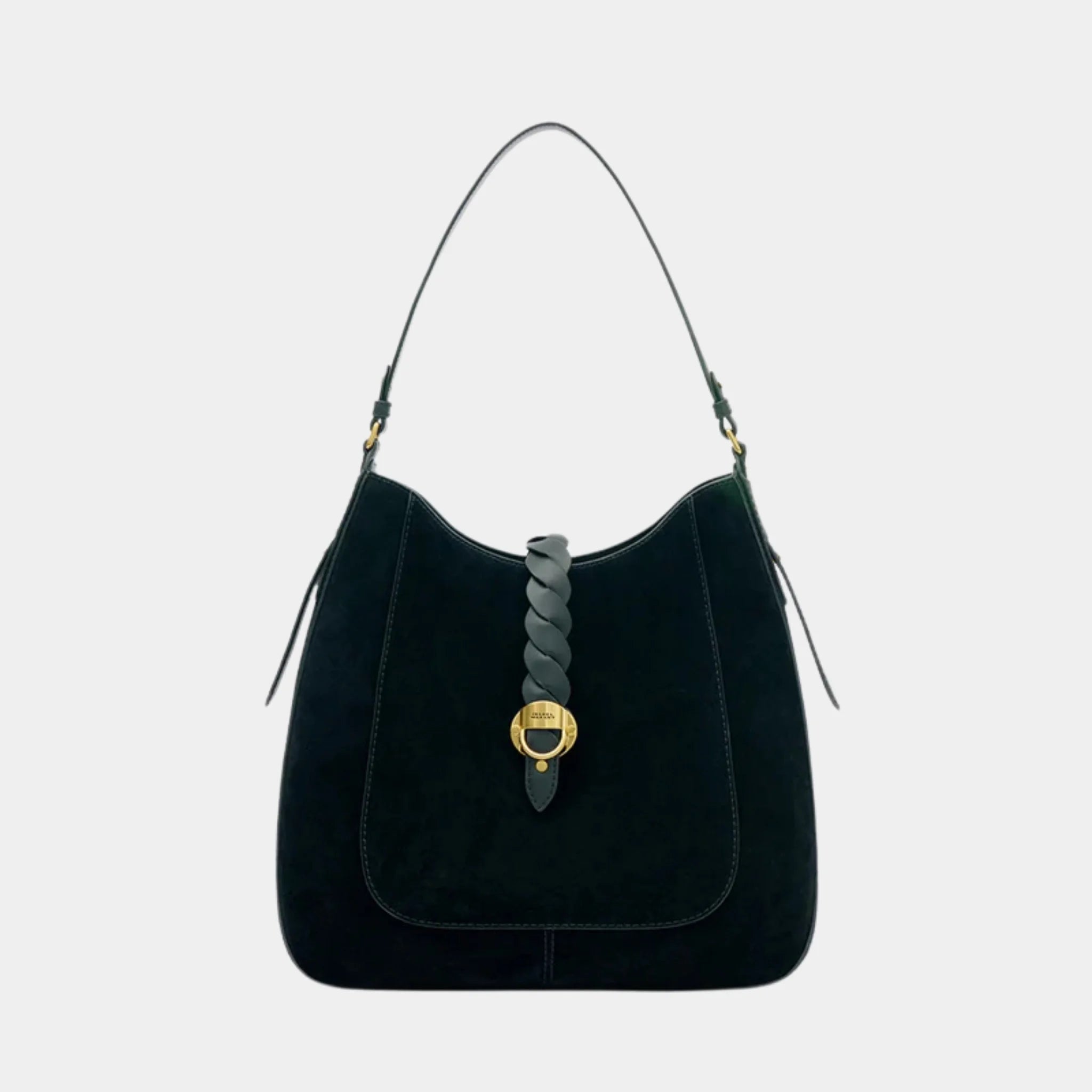 Isabel Marant Altay Hobo Suede Calfskin Leather Bag, Black, Front