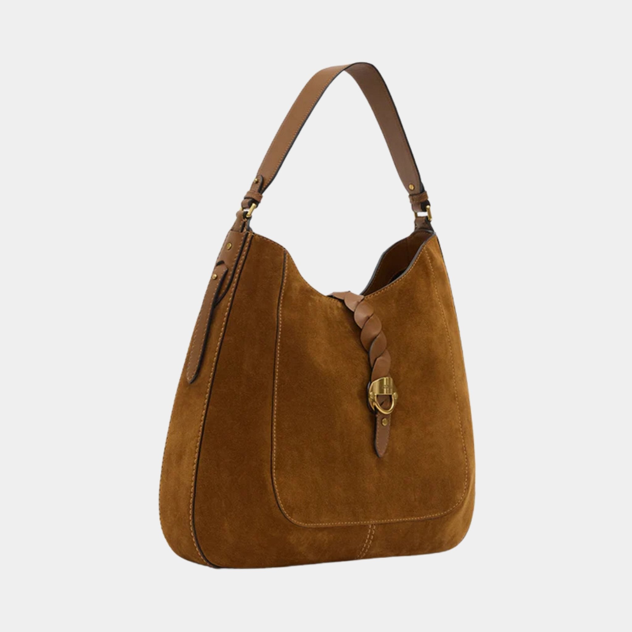 Isabel Marant Altay Hobo Suede Calfskin Leather Bag, Cognac, Side