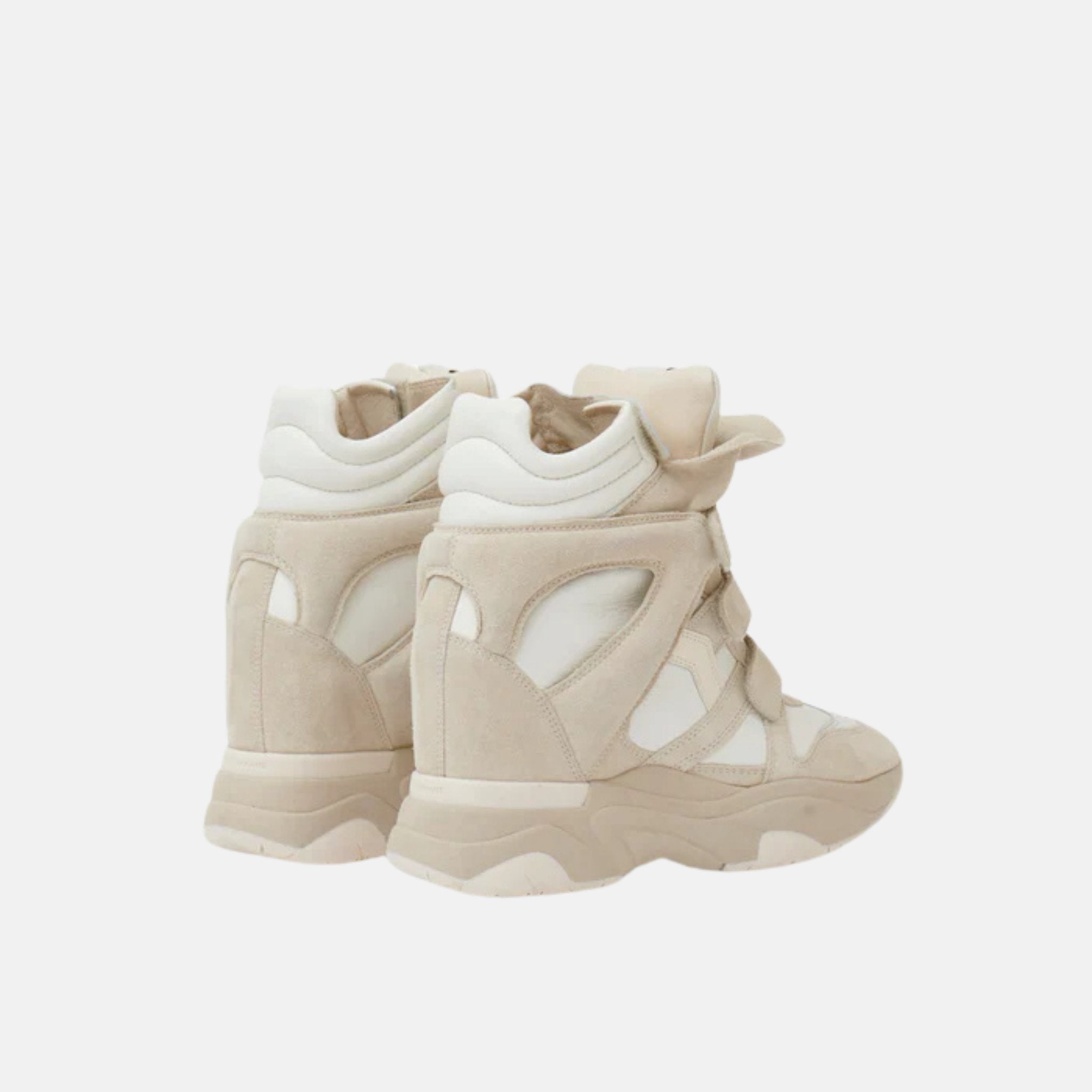 Isabel Marant Balskee High Top Leather Wedge Sneakers, White, Back