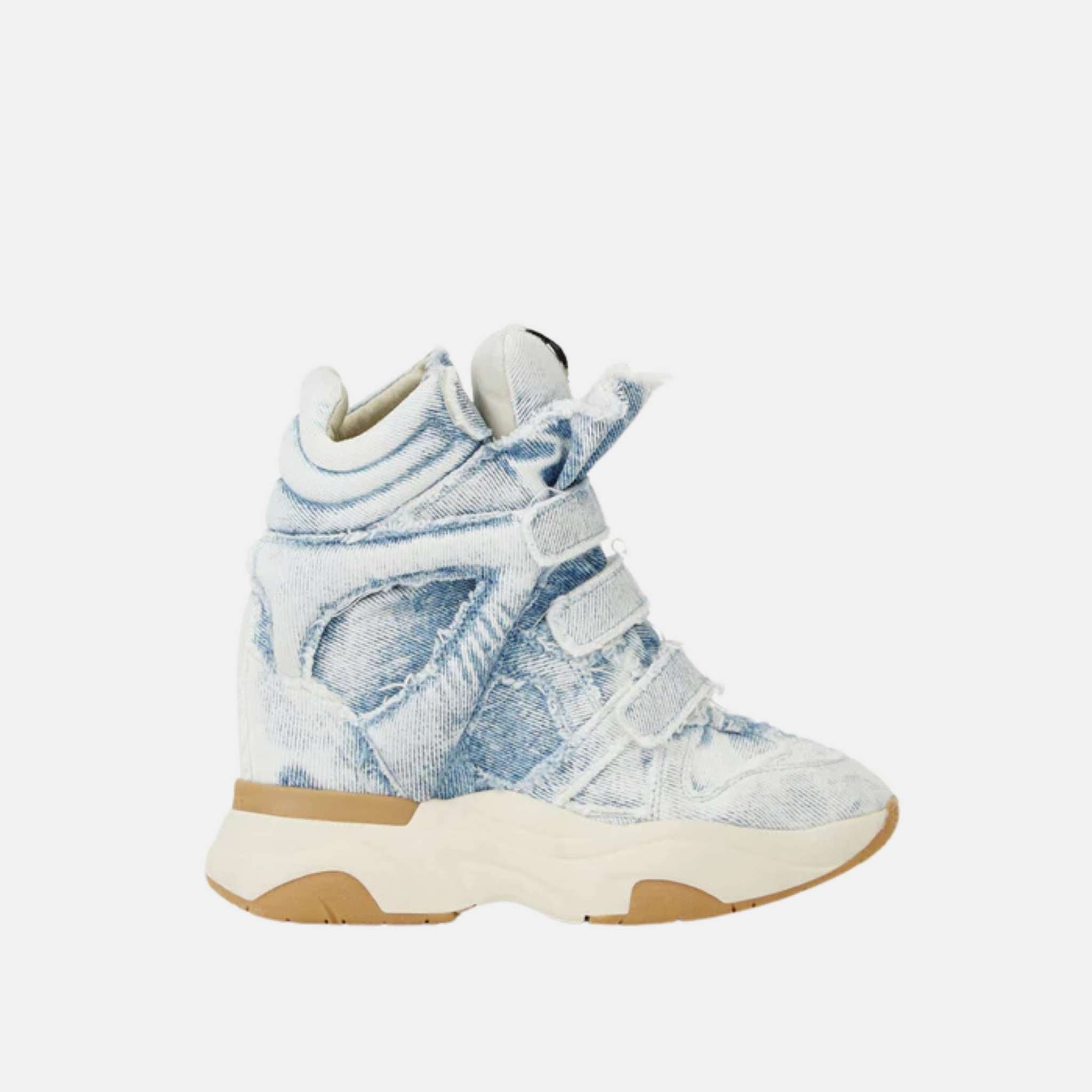 Isabel Marant Balskee High Top Wedge Sneakers In Denim, Side
