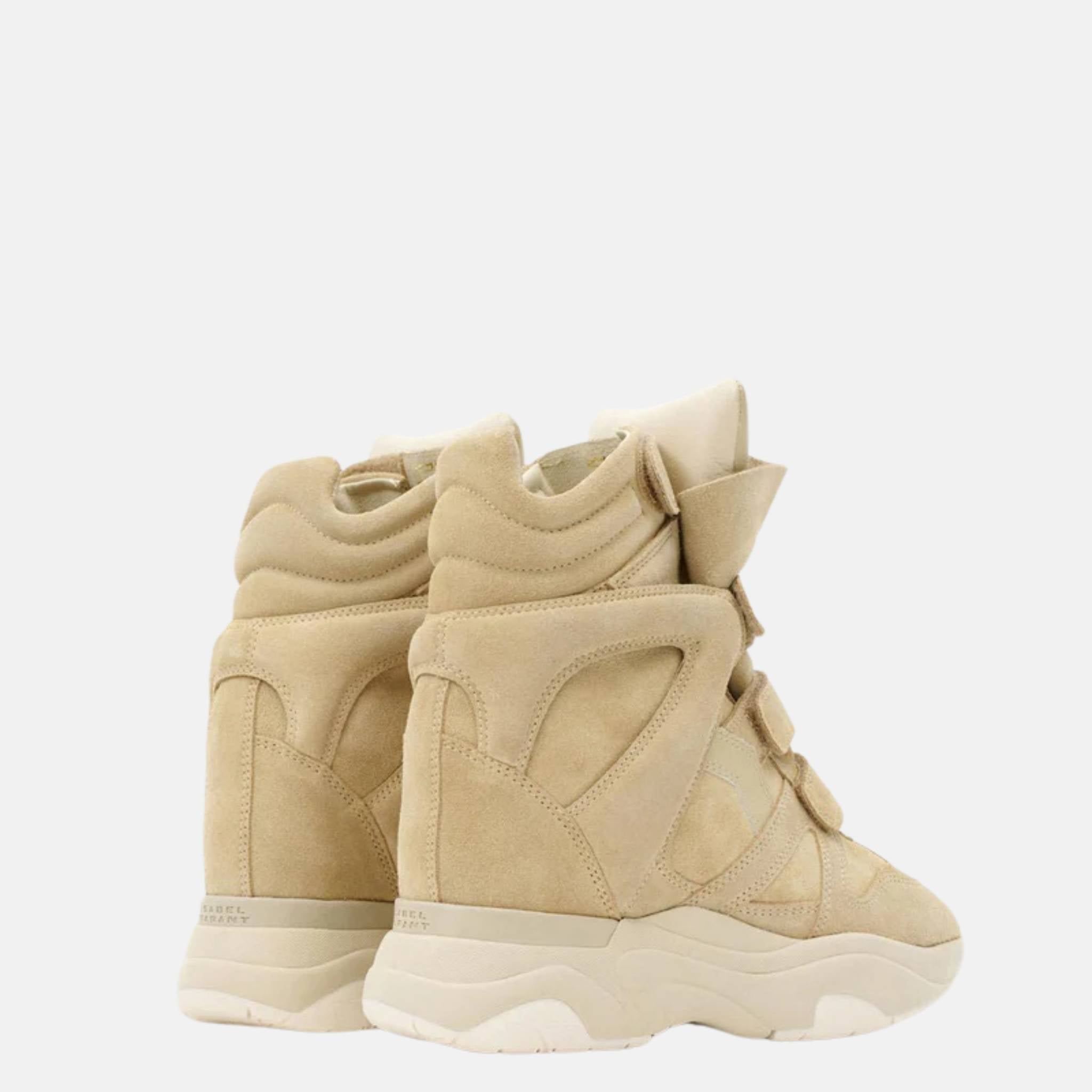 Isabel Marant Balskee High Top Wedge Sneakers Suede Calfskin Leather, Back