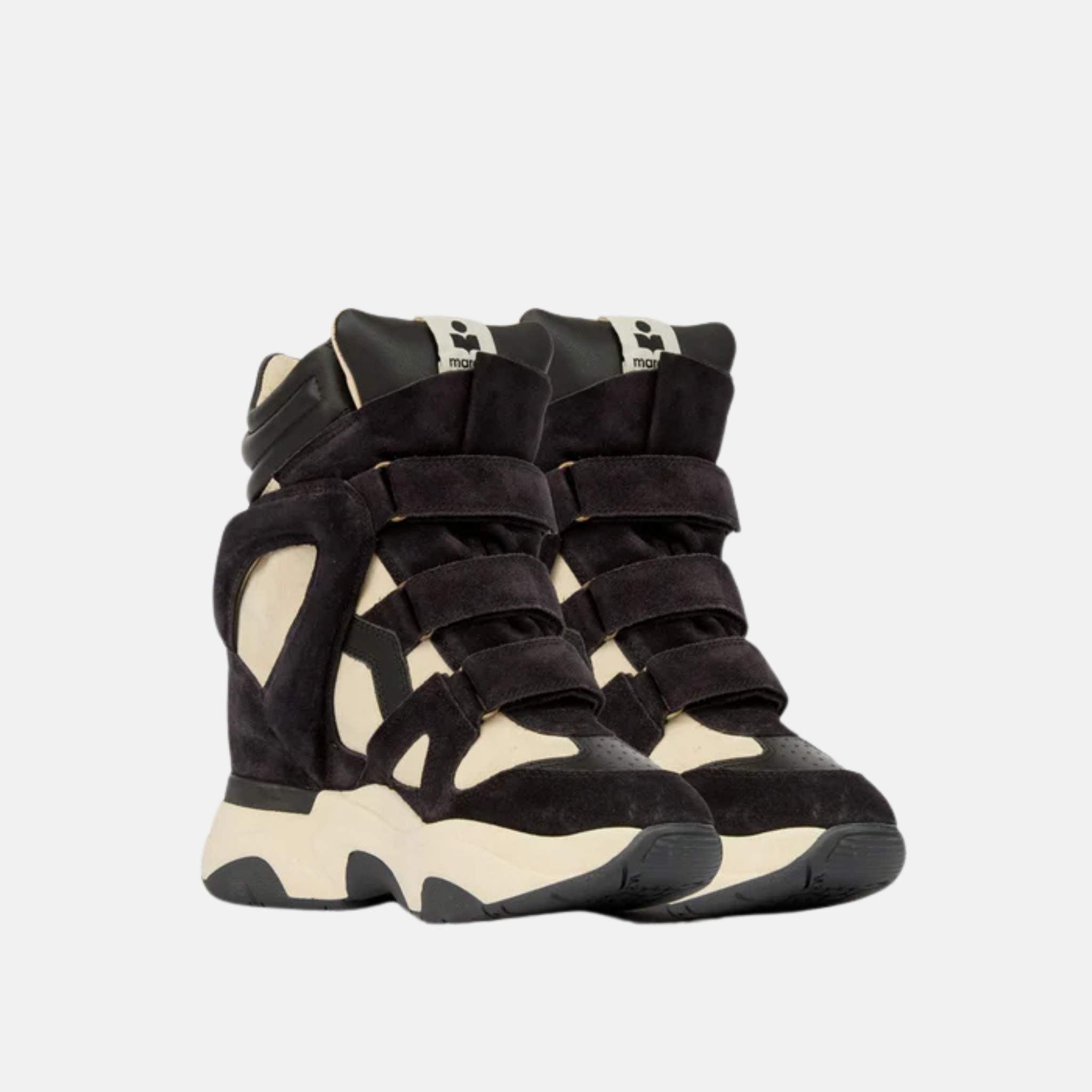 Isabel Marant Balskee Wedge Sneakers In Suede Calfskin Leather, Black, Front