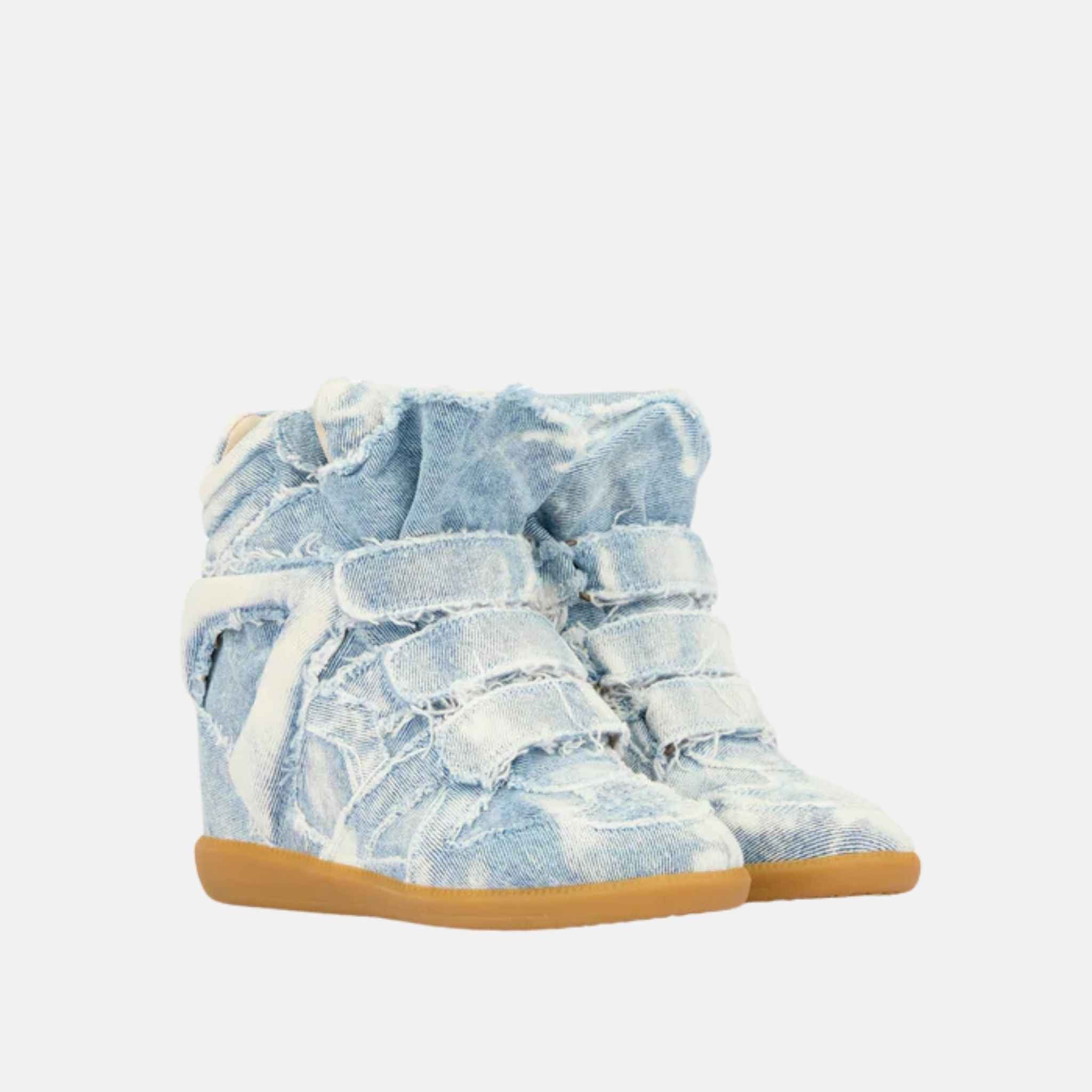 Isabel Marant Bekett Wedge Sneakers In Denim, Front