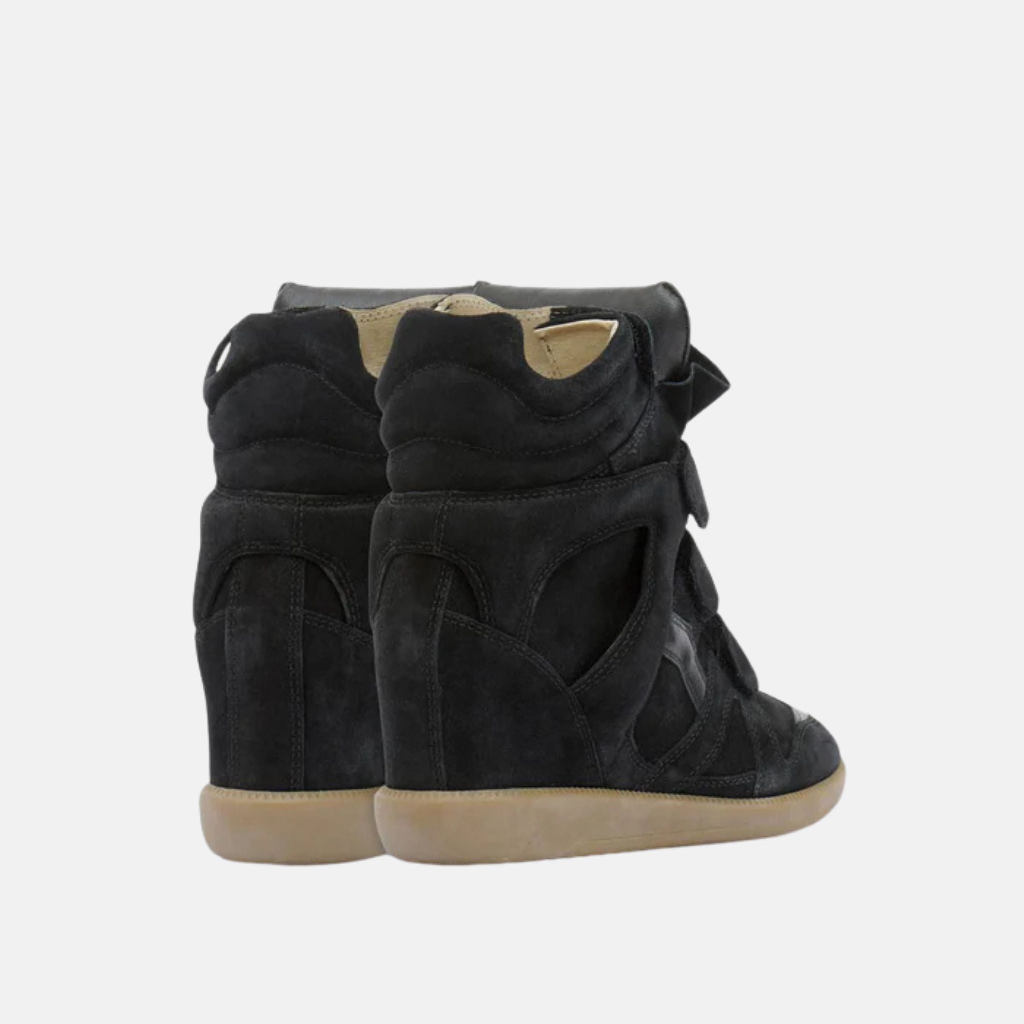 Isabel Marant Bekett Wedge Sneakers In Lambskin And Suede, Black, Back