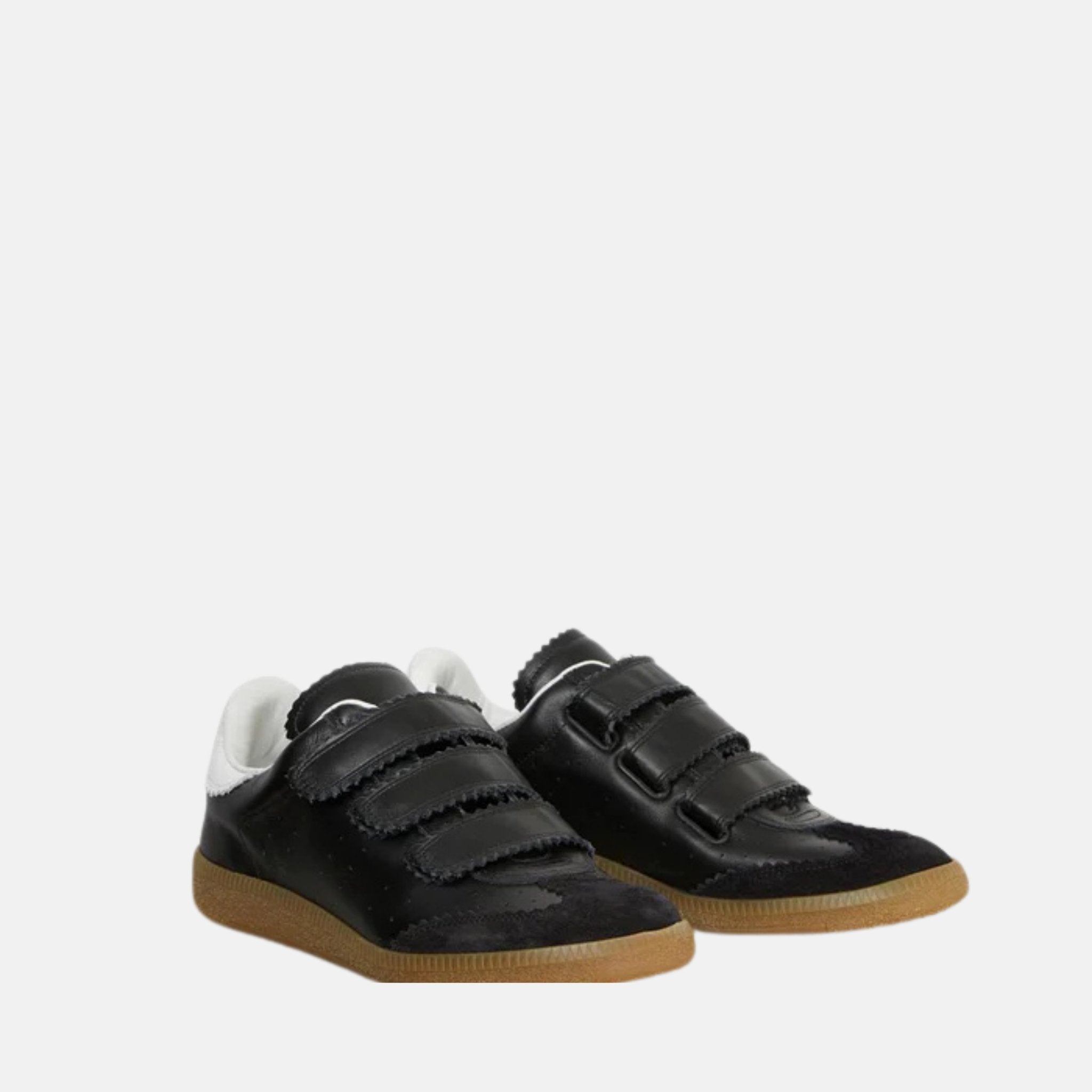 Isabel Marant Beth Low Top Sneakers In Leather, Black, Front