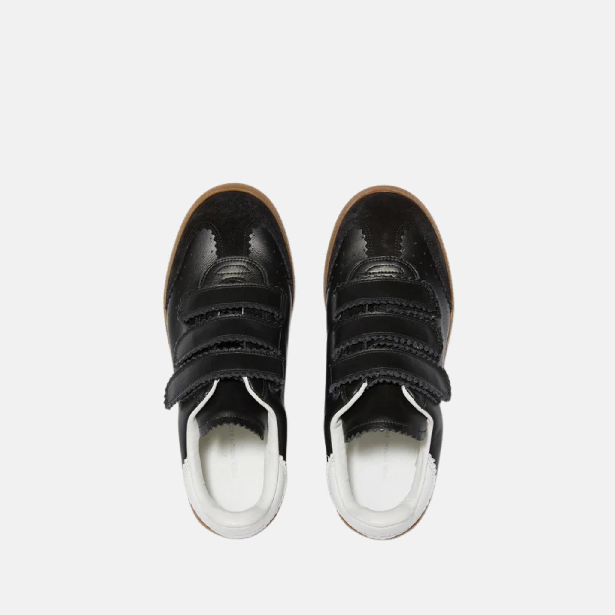 Isabel Marant Beth Low Top Sneakers In Leather, Black, Top