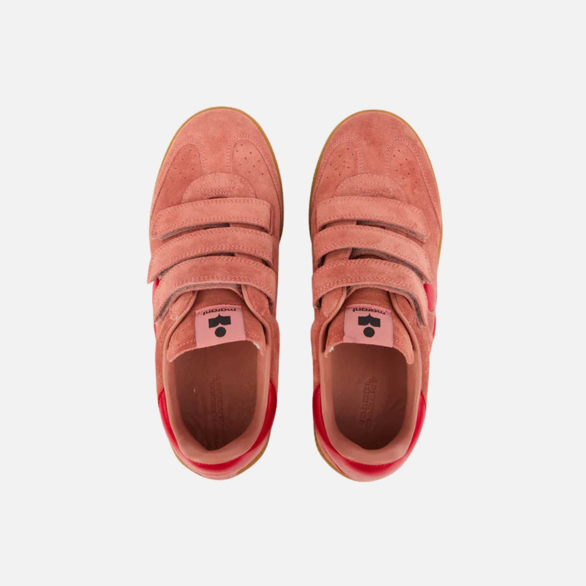 Isabel Marant Beth Low Top Sneakers In Suede Leather, Pink, Top