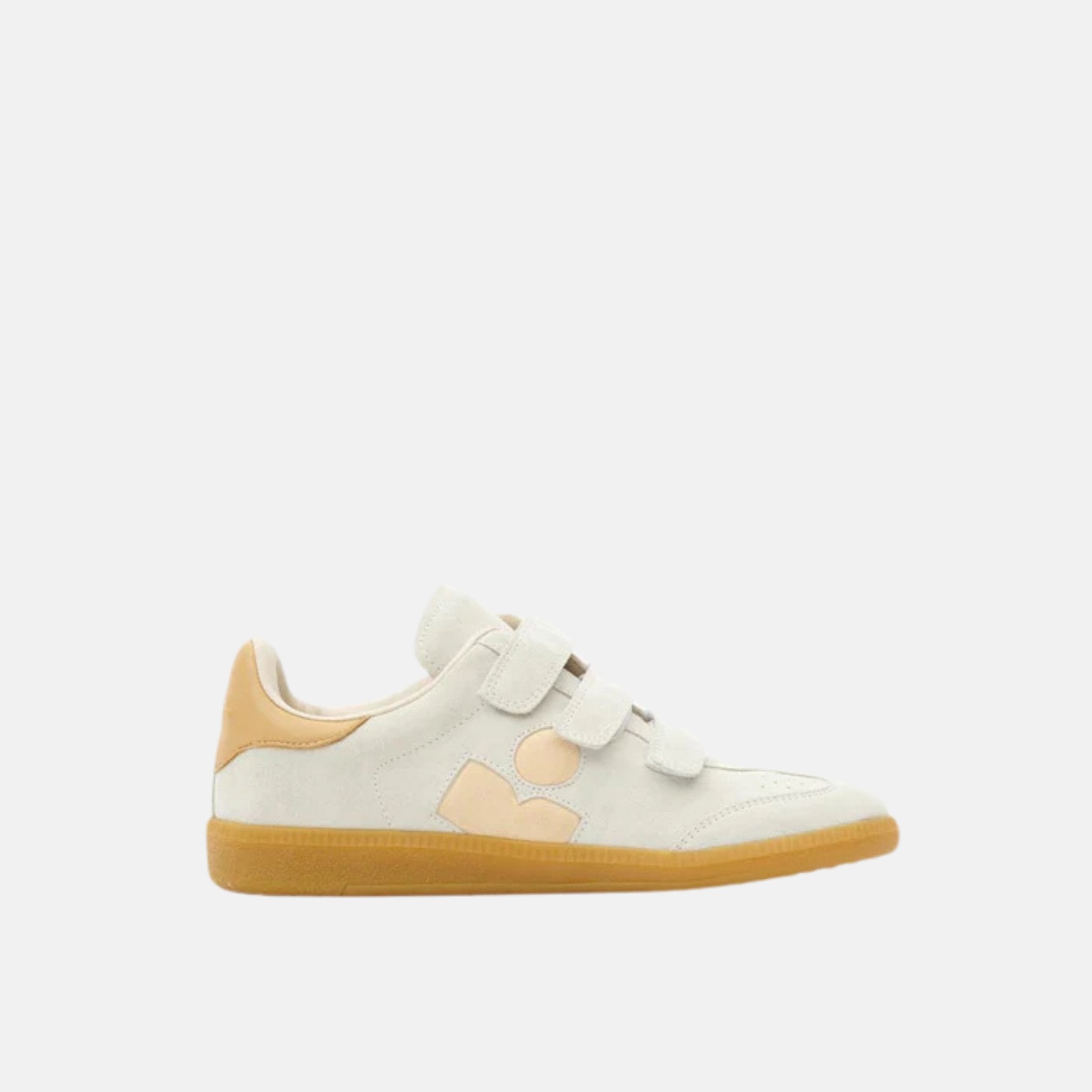 Isabel Marant Beth Sneakers In Suede Calfskin With Velcro Straps, Nude, Side