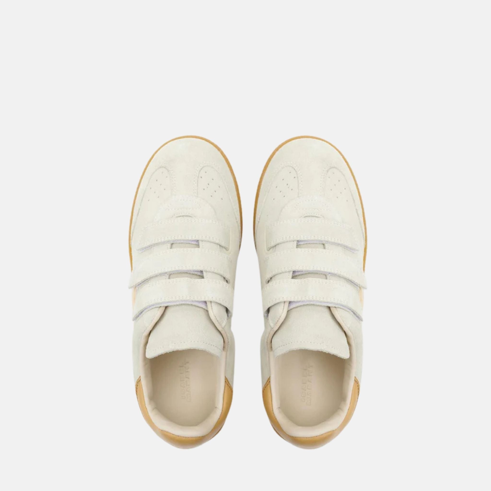 Isabel Marant Beth Sneakers In Suede Calfskin With Velcro Straps, Nude, Top