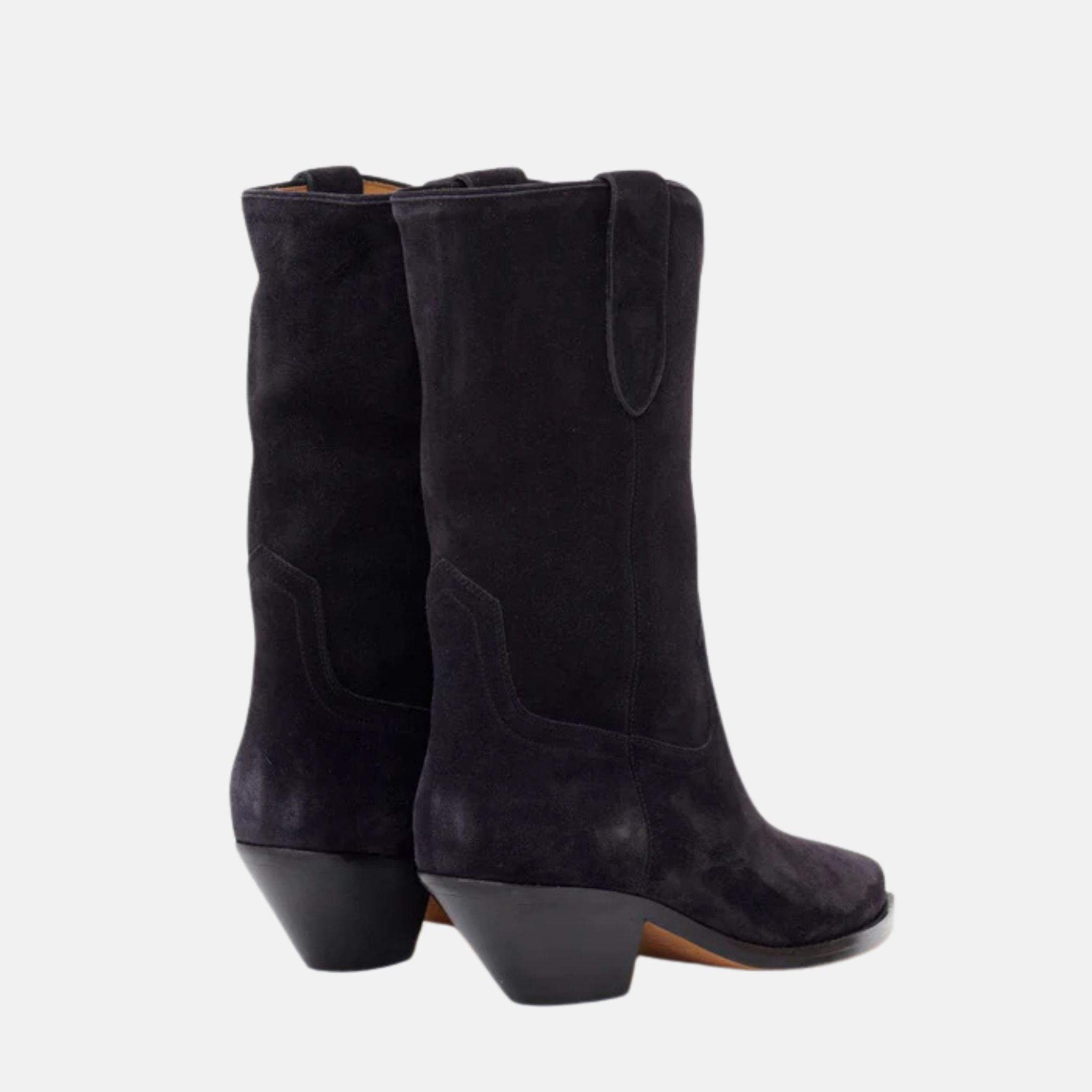 Isabel Marant Dahope Cowboy Boots In Suede Calfskin Leather, Black, Back