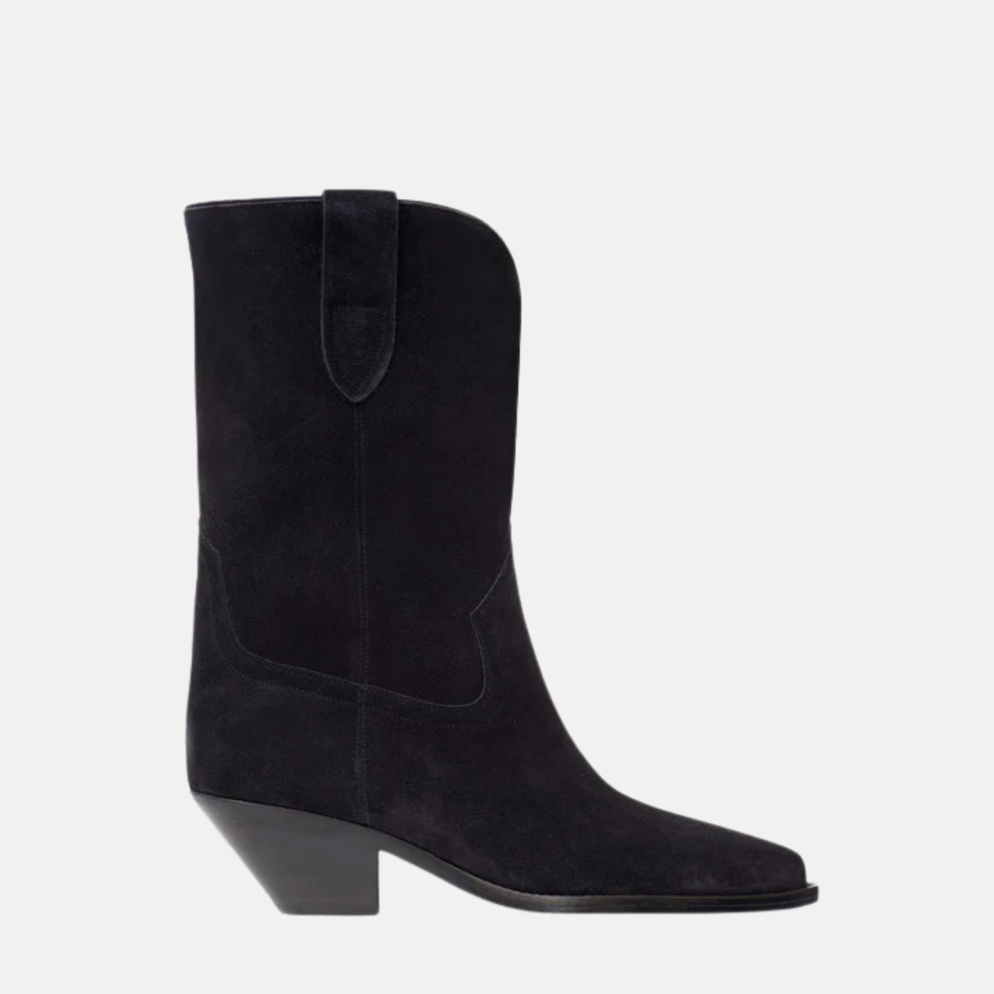Isabel Marant Dahope Cowboy Boots In Suede Calfskin Leather, Black, Side