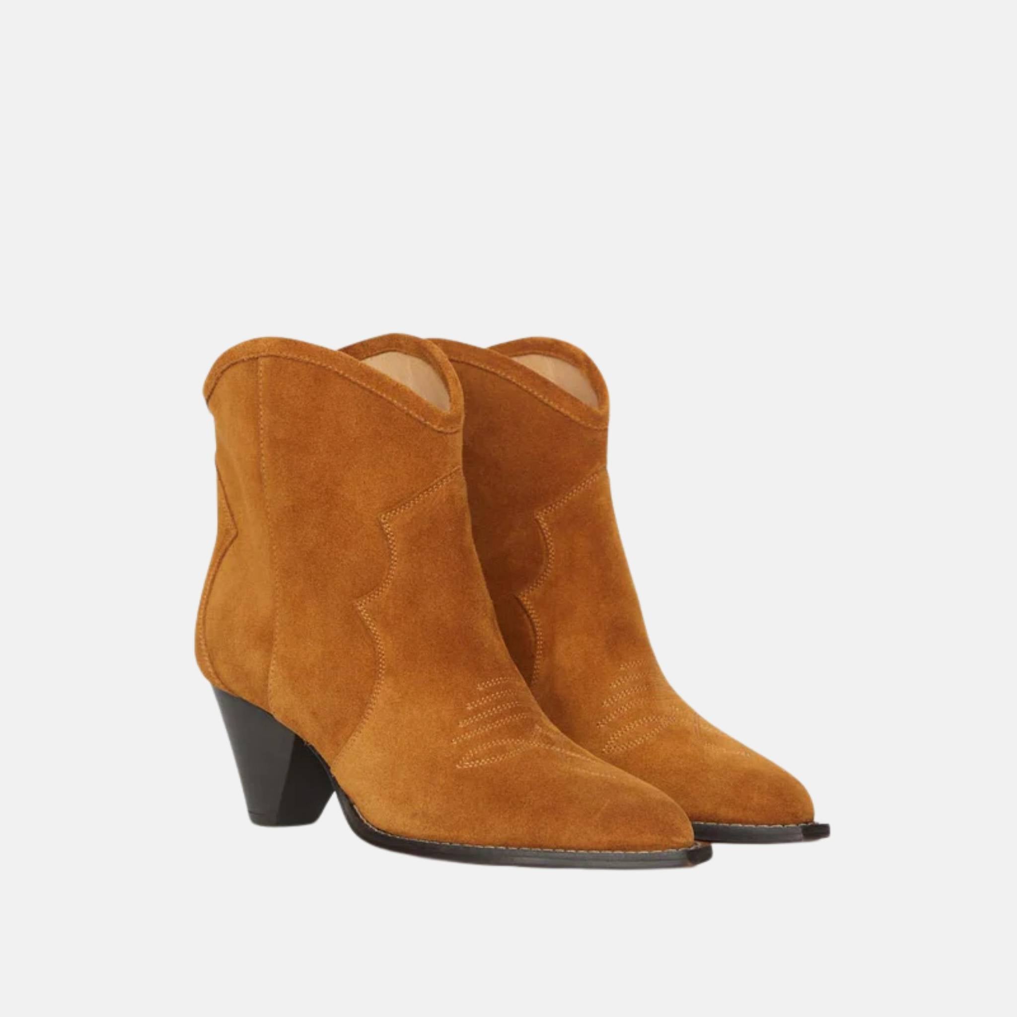Isabel Marant Darizo High Heeled Cowboy Boots, Cognac, Front