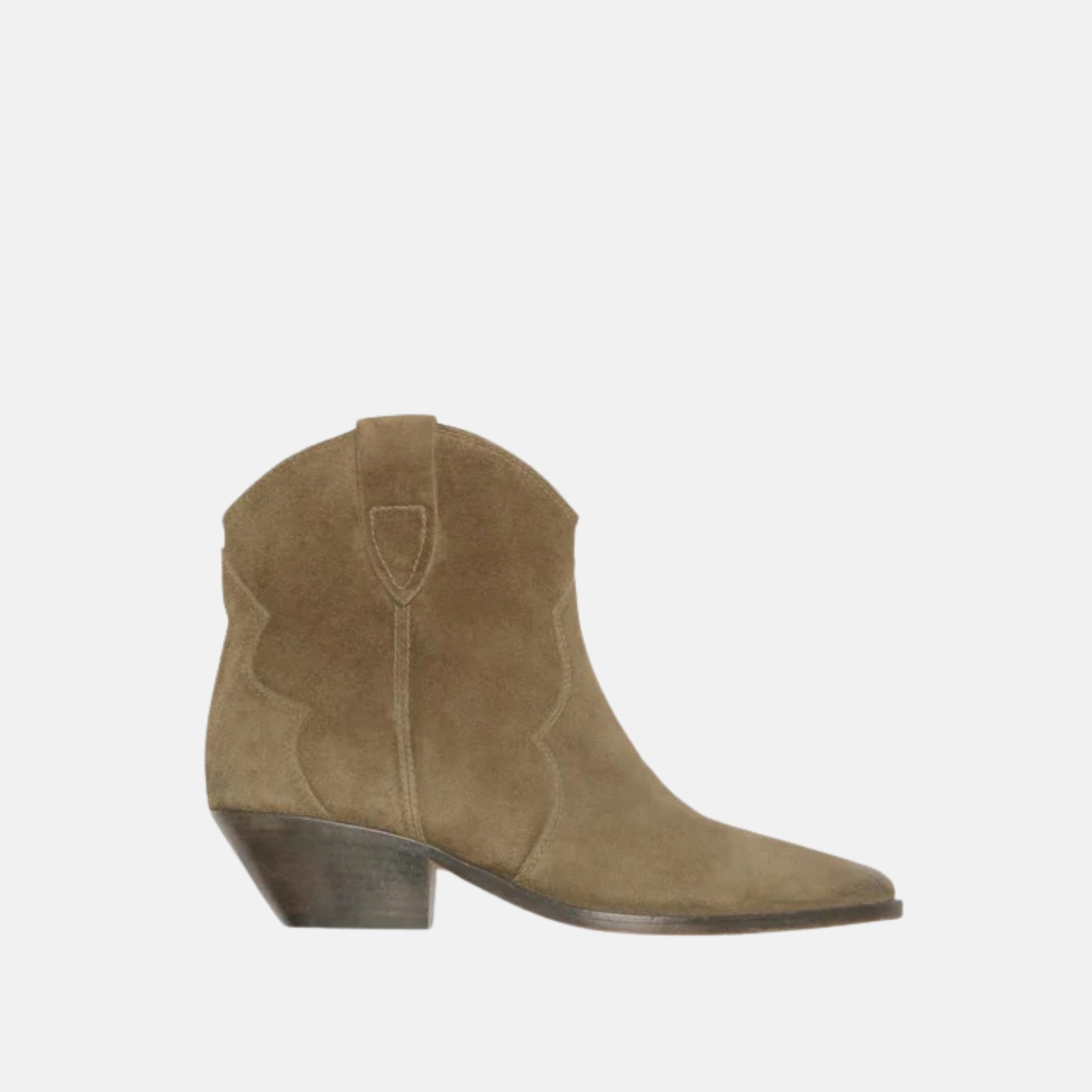 Isabel Marant Dewina Cowboy Boots In Suede Calfskin Leather, Taupe, Side