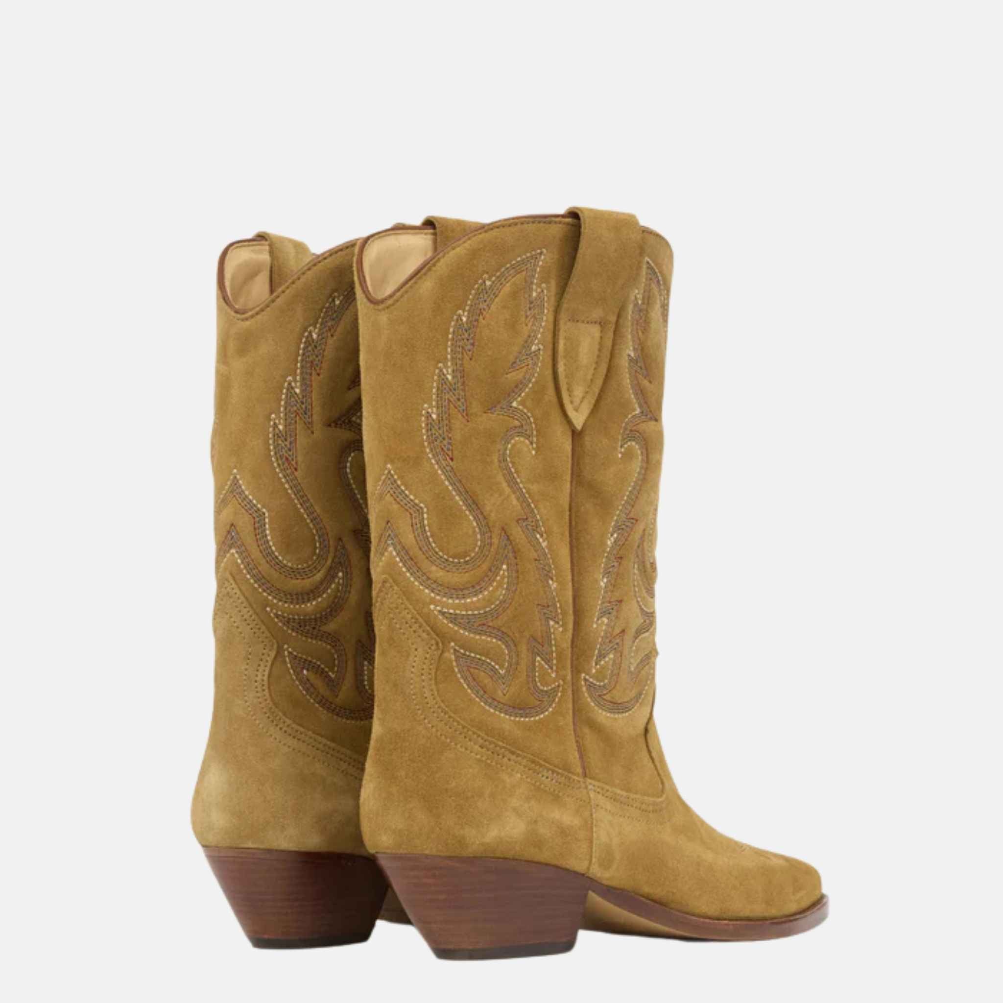 Isabel Marant Duerto Cowboy Boots In Embroidered Suede Calfskin, Back