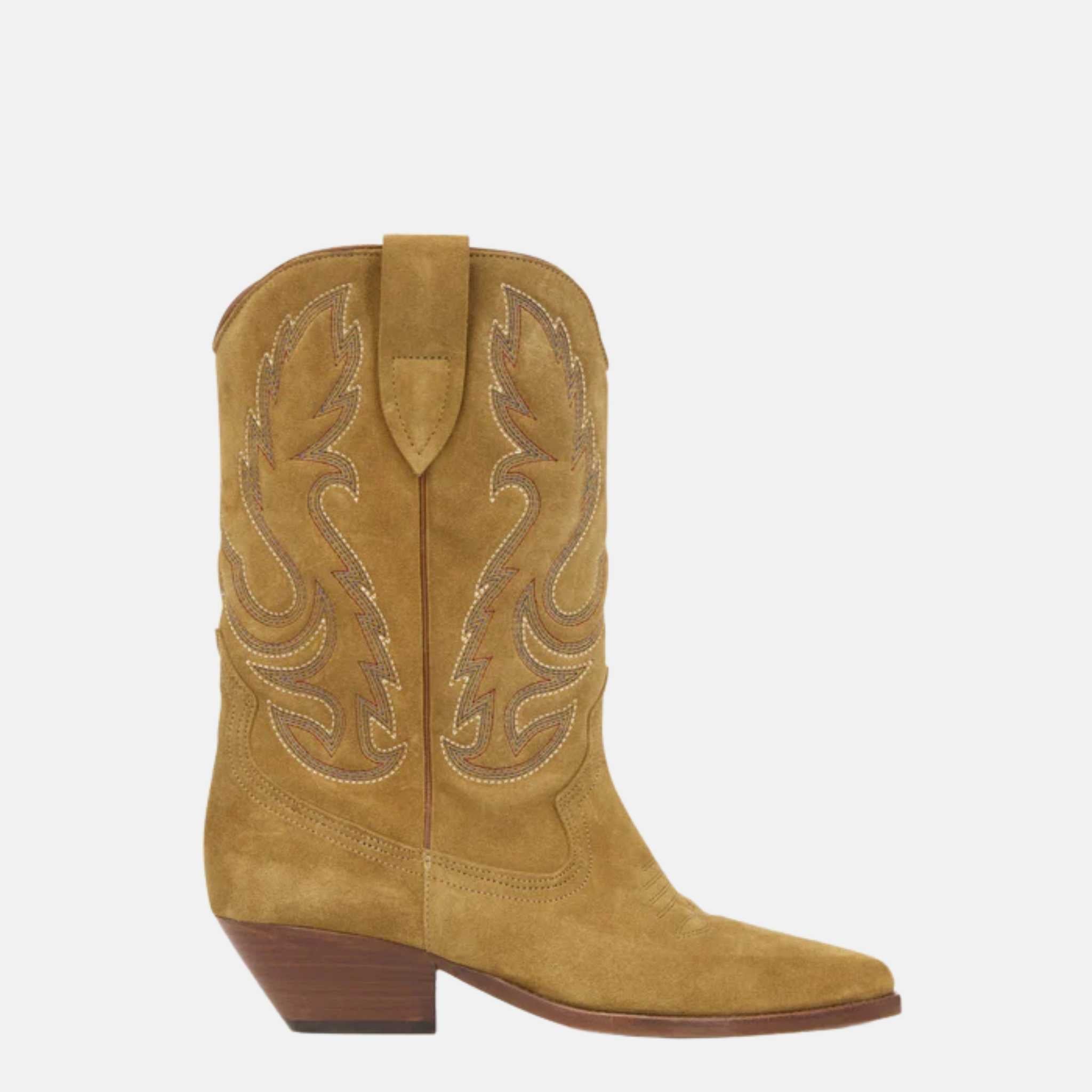 Isabel Marant Duerto Cowboy Boots In Embroidered Suede Calfskin, Side