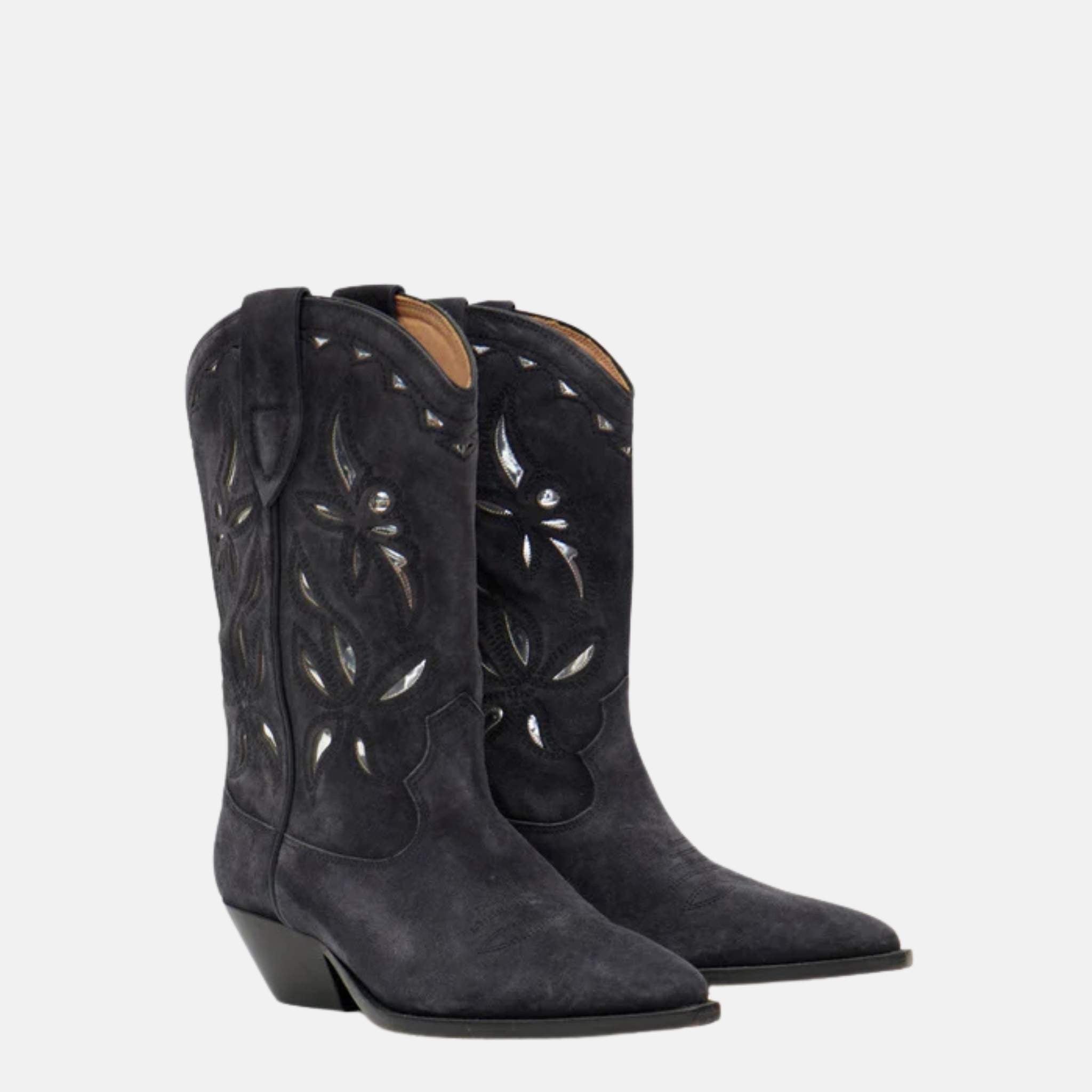 Isabel Marant Duerto Cowboy Boots In Metallic Leather, Front