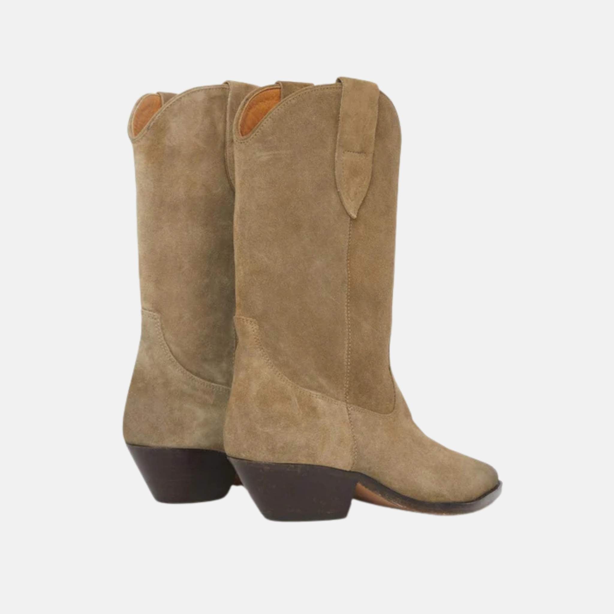 Isabel Marant Duerto Suede Calfskin Leather Cowboy Boots, Taupe, Back