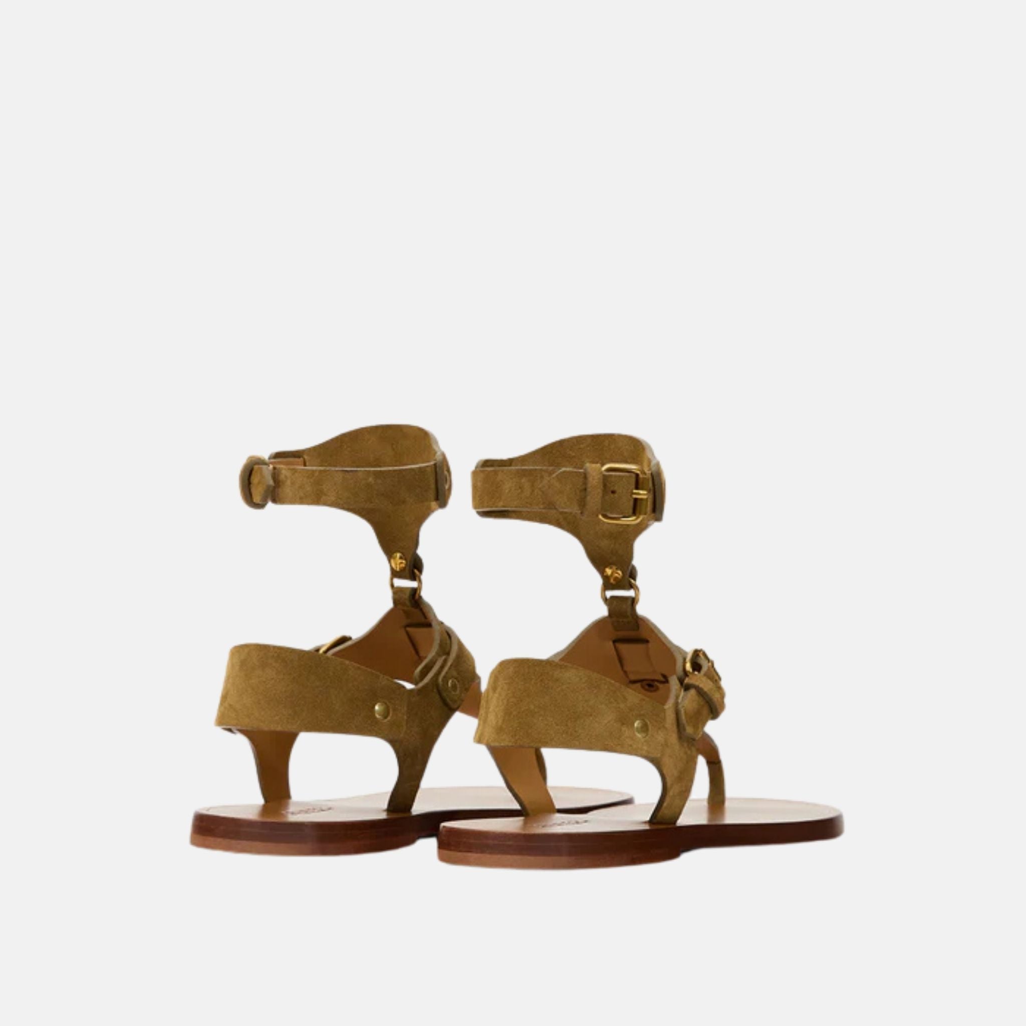 Isabel Marant Eveen Flat Sandals In Suede Leather, Back