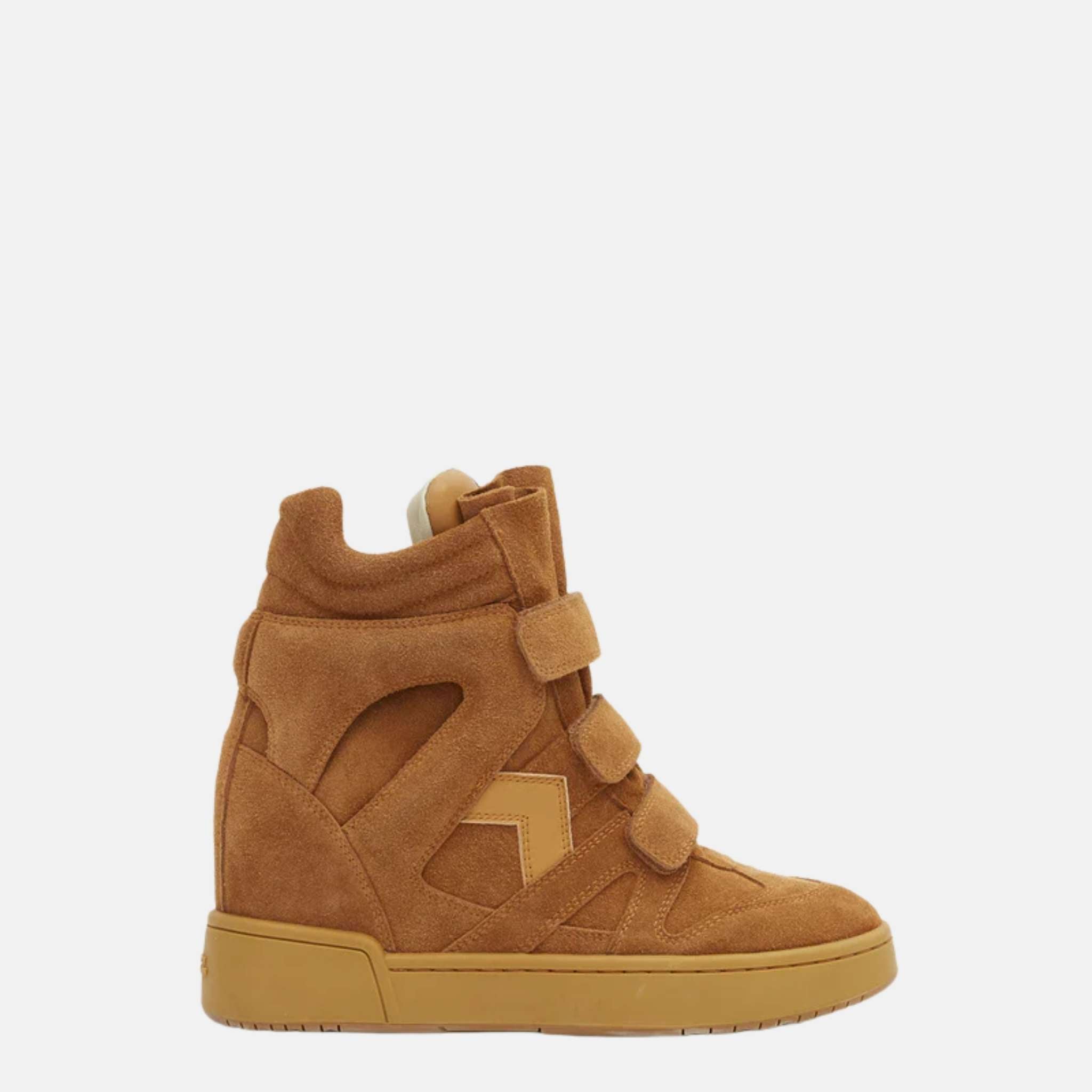 Isabel Marant IM3 High Top Wedge Sneakers In Leather, Cognac, Side