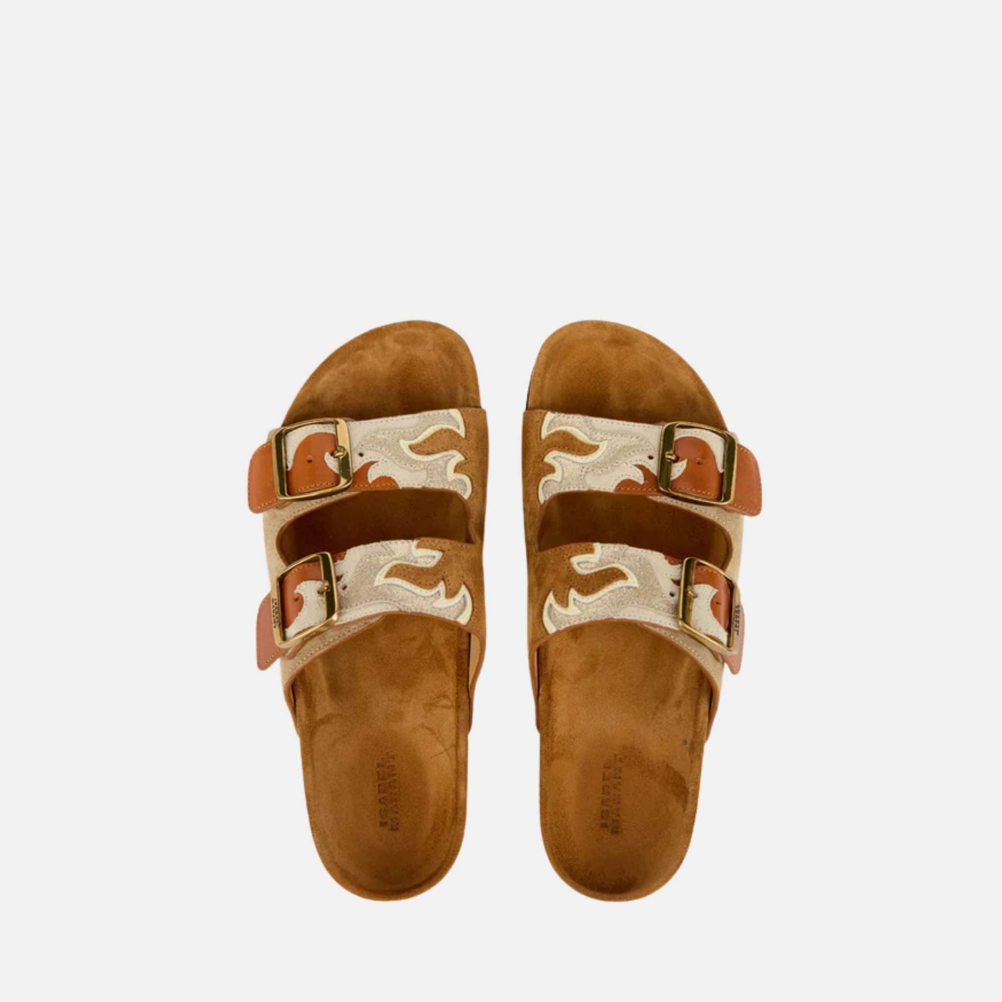Isabel Marant Lelik Sandals In Calfskin Leather With Flame Pattern, Top