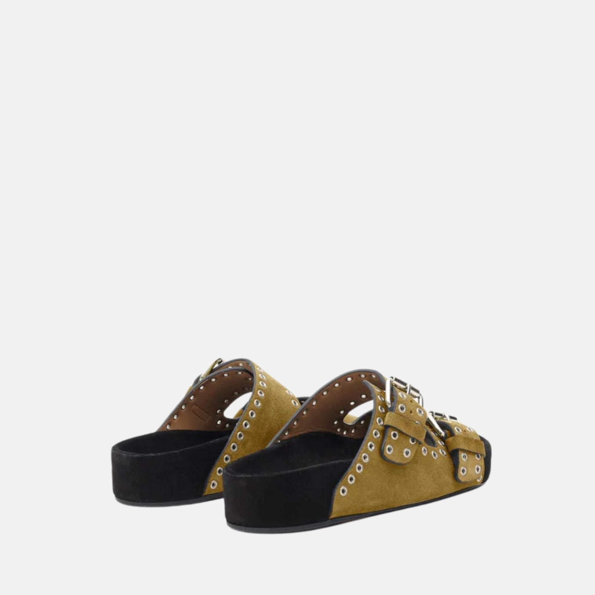Isabel Marant Lennyo Buckle Sandals In Studded Calf Suede Leather, Back