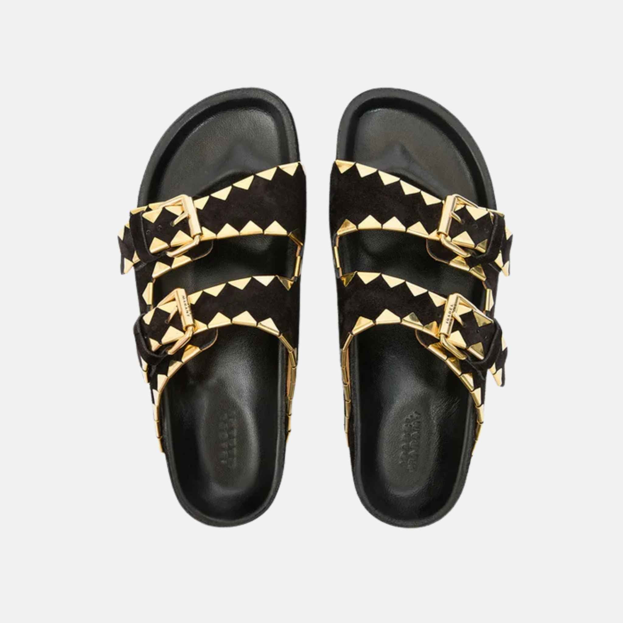 Isabel Marant Lennyo Flat Embellished Sandals In Leather, Top