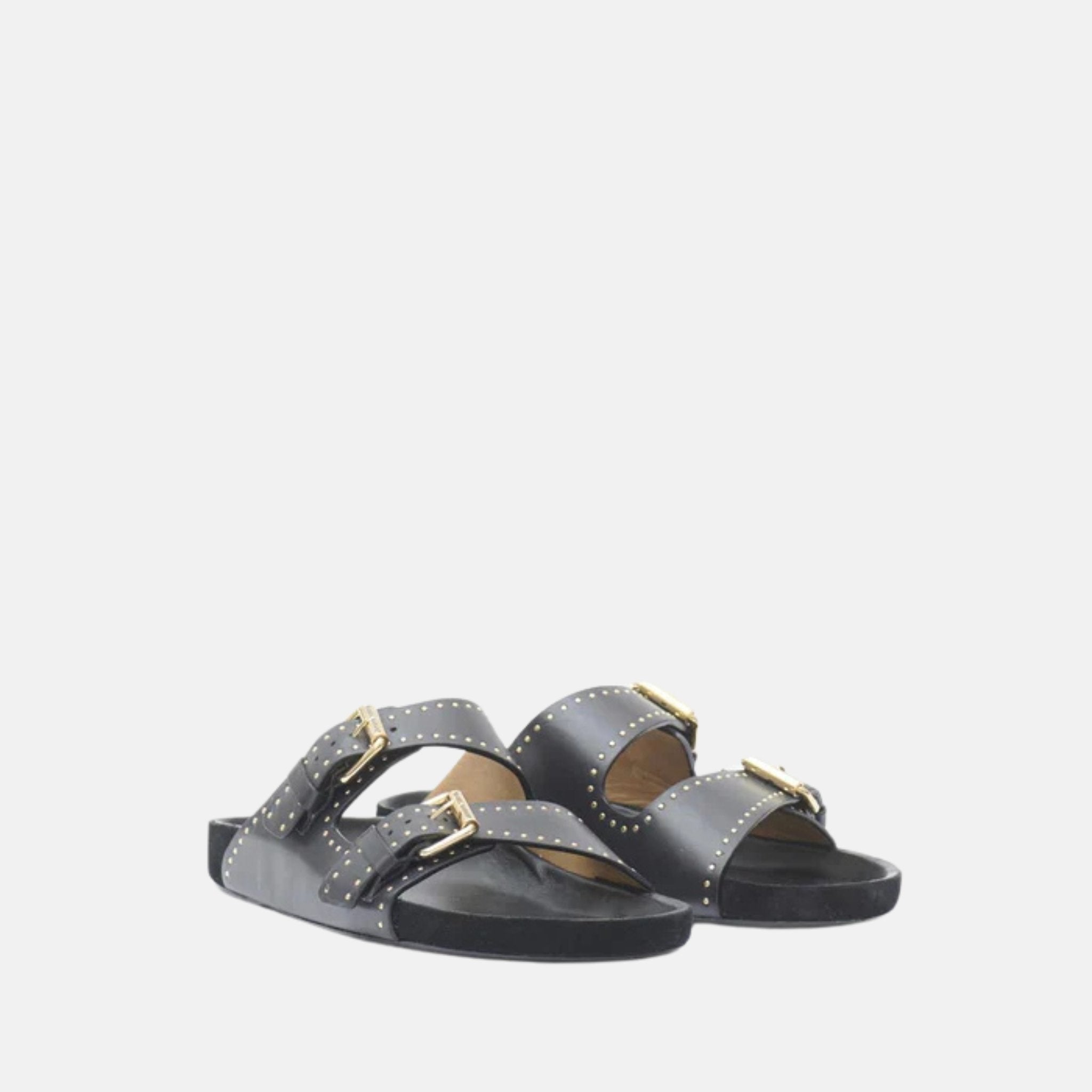 Isabel Marant Lennyo Open Toed Sandals In Soft Leather, Black, Front
