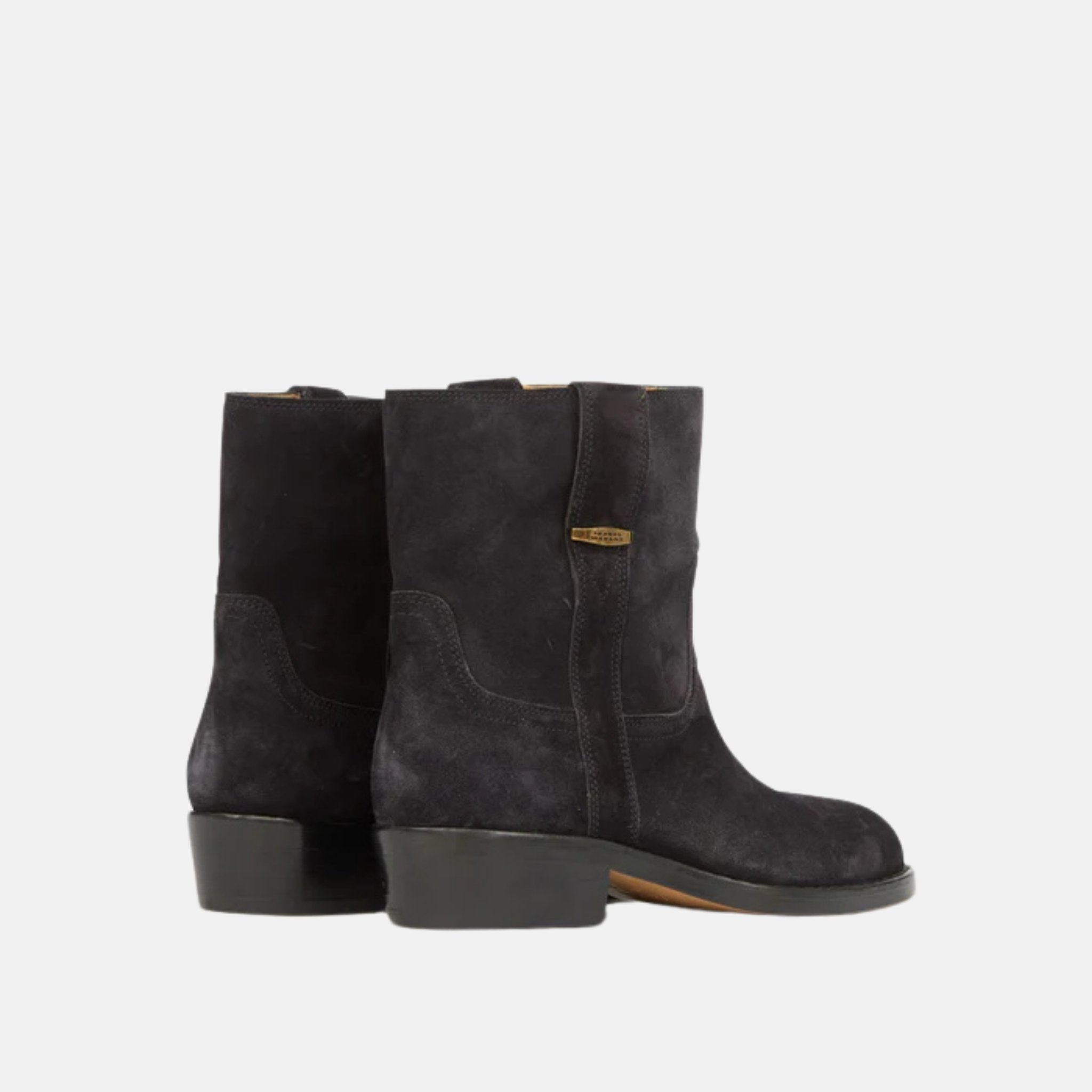 Isabel Marant Lylie Camargue Boots In Suede Calfskin Leather, Black, Back