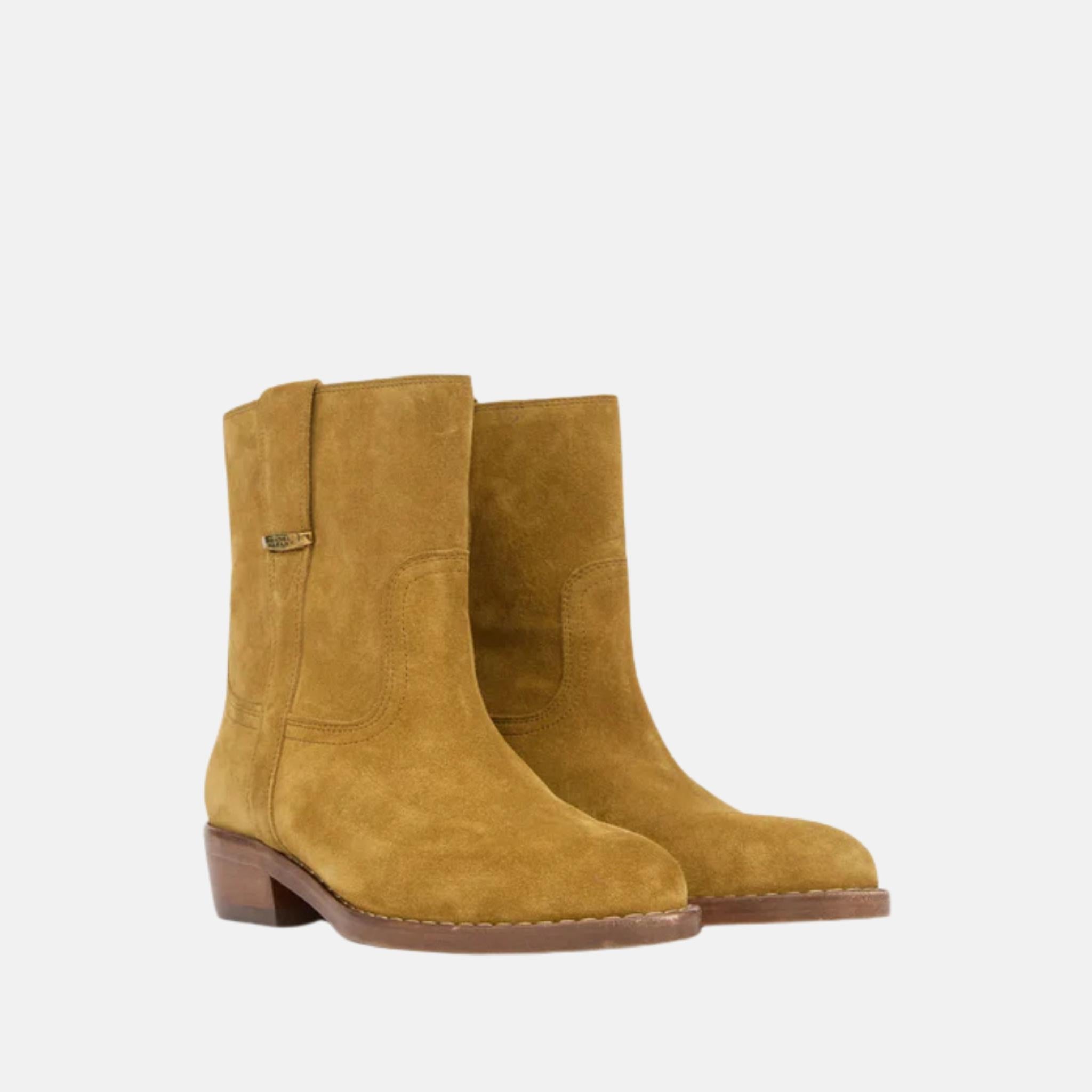 Isabel Marant Lylie Camargue Boots In Suede Calfskin Leather, Sepia, Front