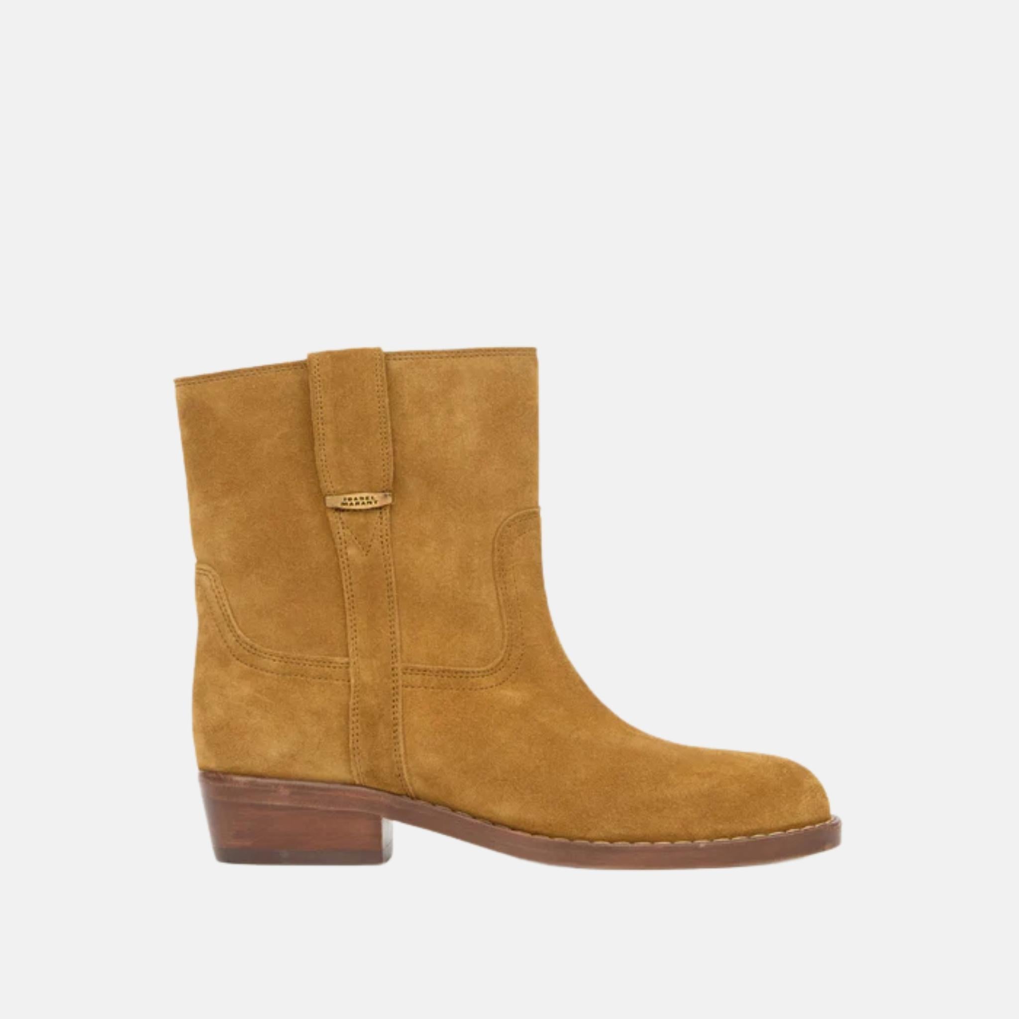 Isabel Marant Lylie Camargue Boots In Suede Calfskin Leather, Sepia, Side