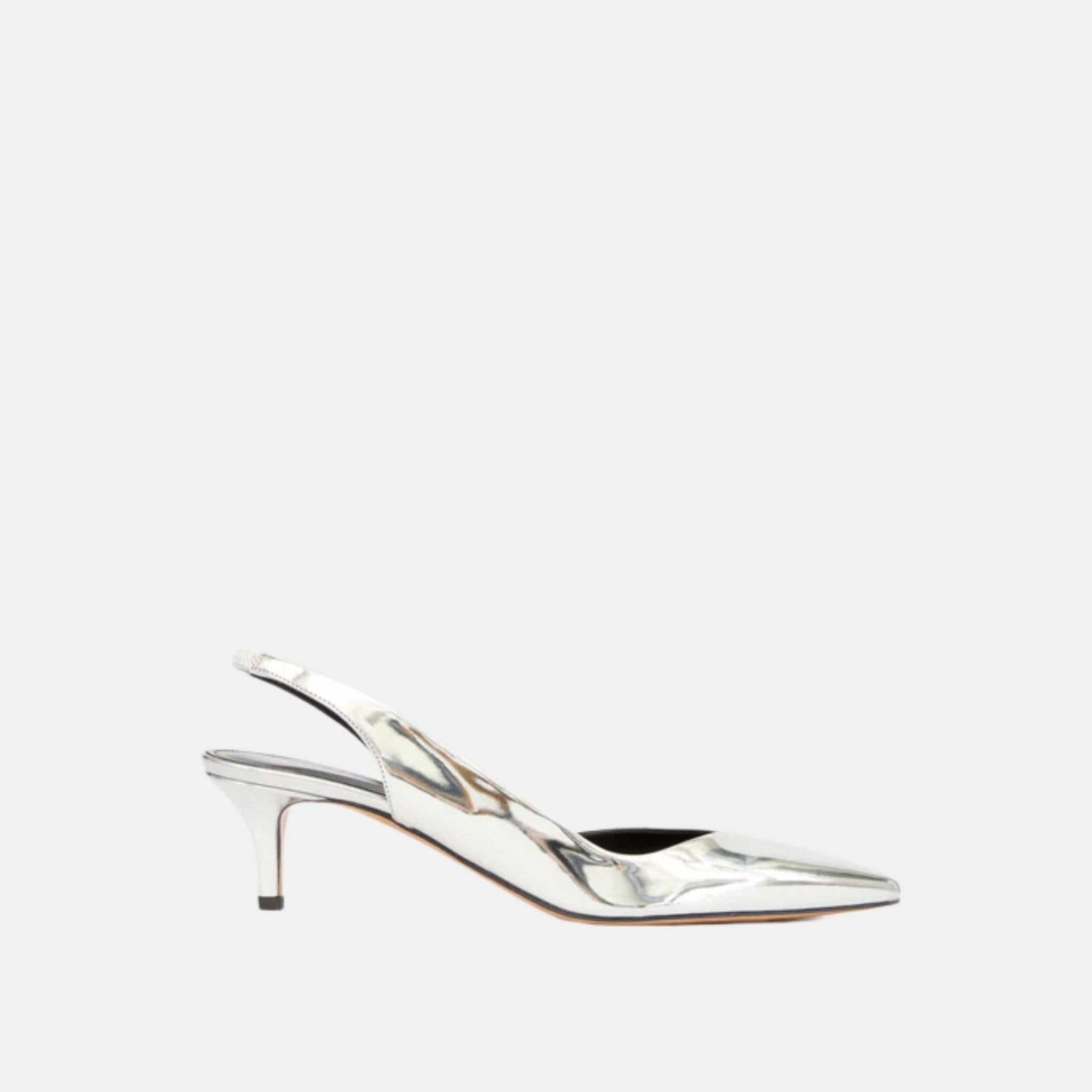 Isabel Marant Padim Slingback Pumps In Mirror Effect Finish, Side