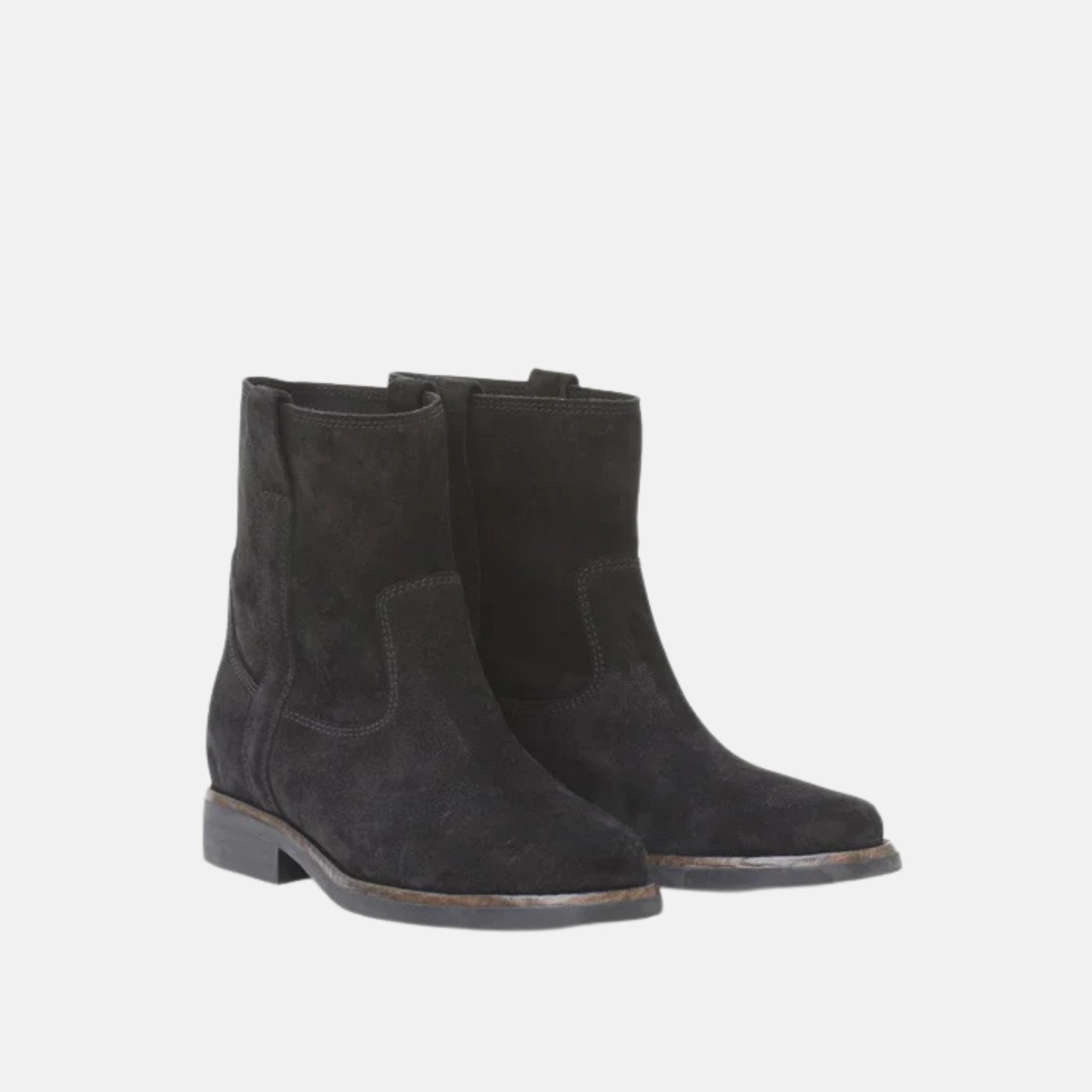 Isabel Marant Susee Camargue Ankle Boots In Calf Leather, Black, Front