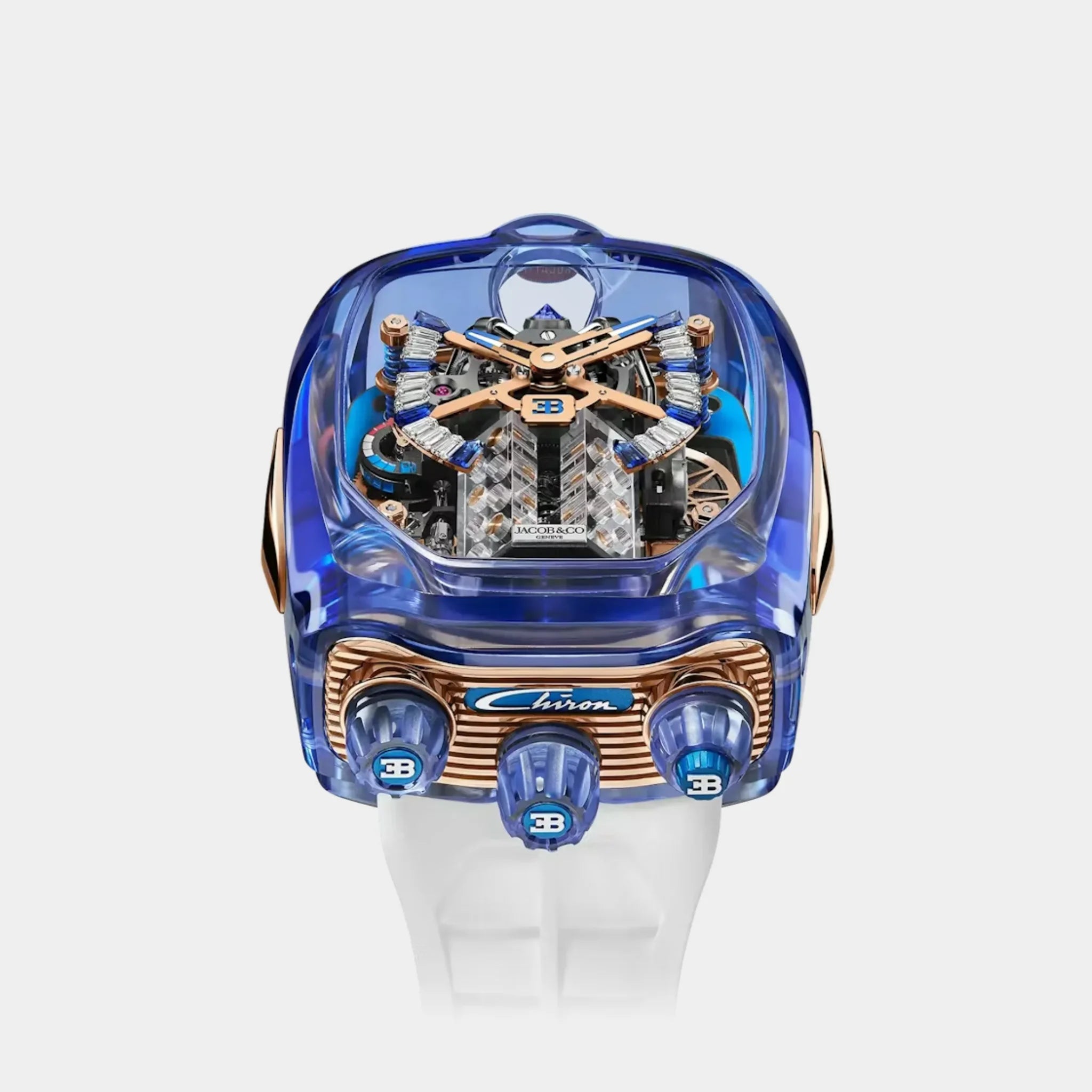 Jacob & Co. Bugatti Chiron Tourbillon Blue Sapphire Crystal Rose Gold