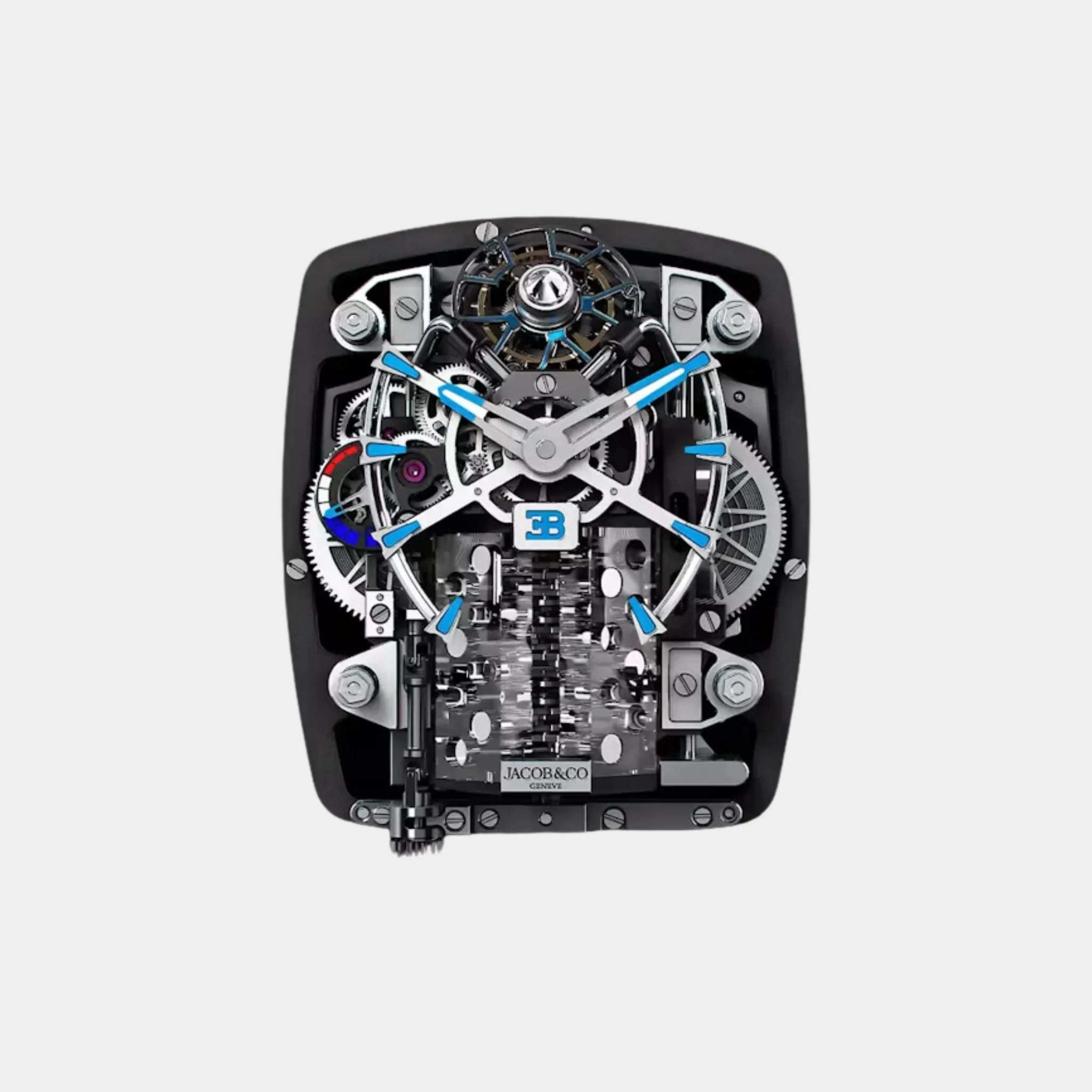 Jacob & Co. Bugatti Chiron Tourbillon Sapphire Crystal Red Accents, Dial