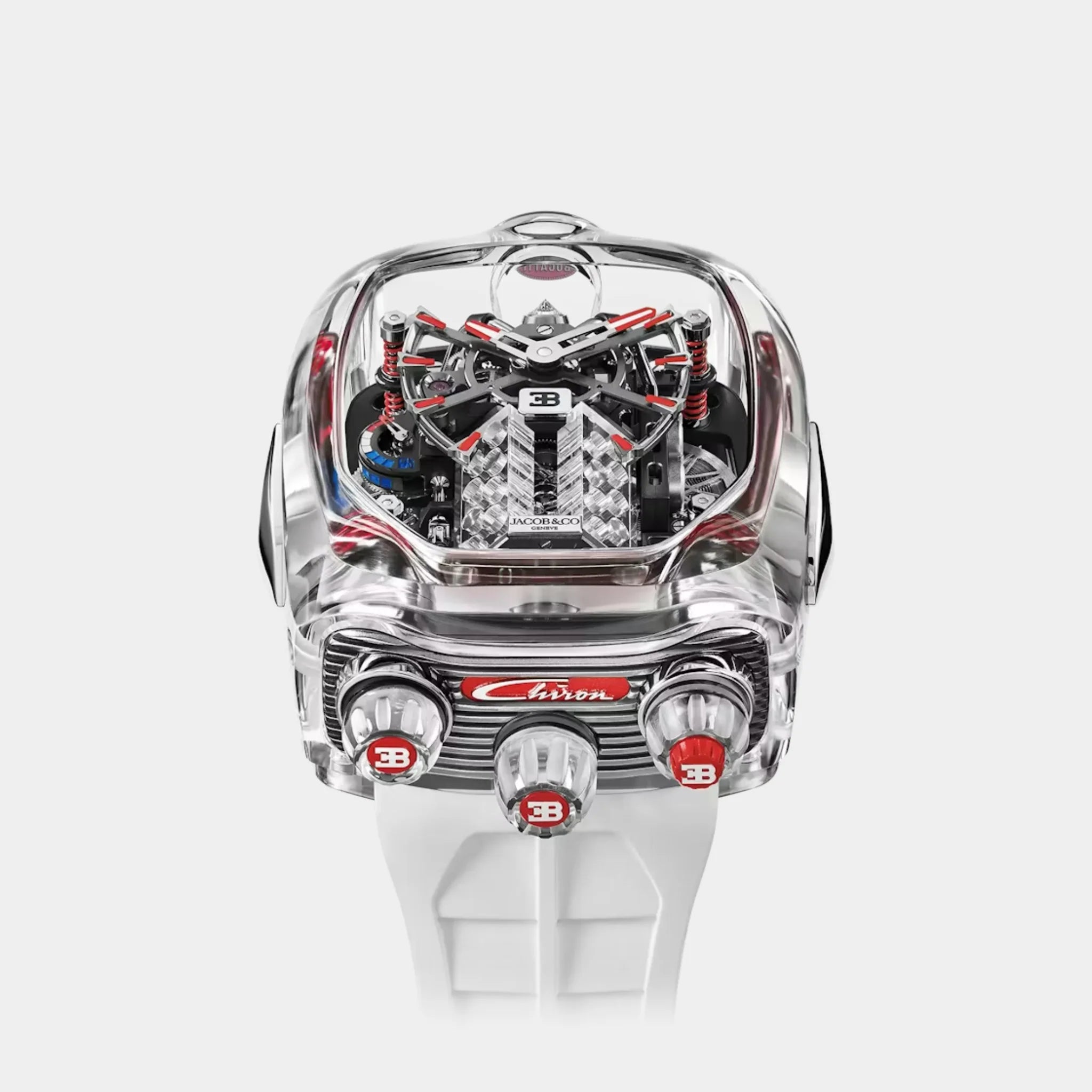 Jacob & Co. Bugatti Chiron Tourbillon Sapphire Crystal Red Accents, Front