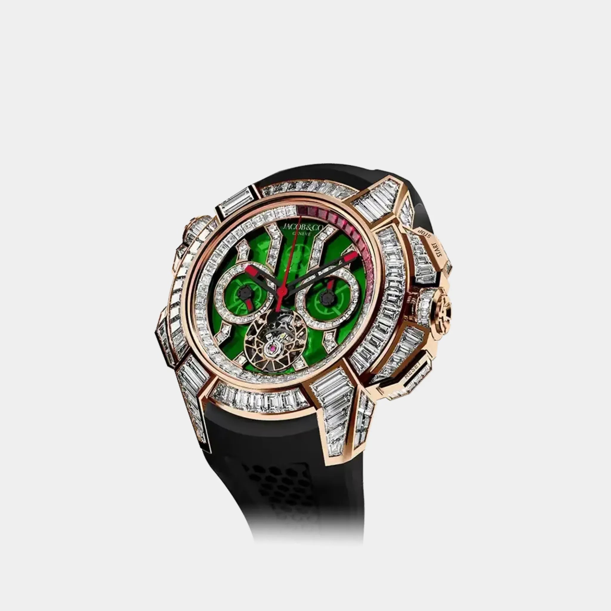 Jacob & Co. Epic X Chrono Tourbillon Baguette Green Crystal