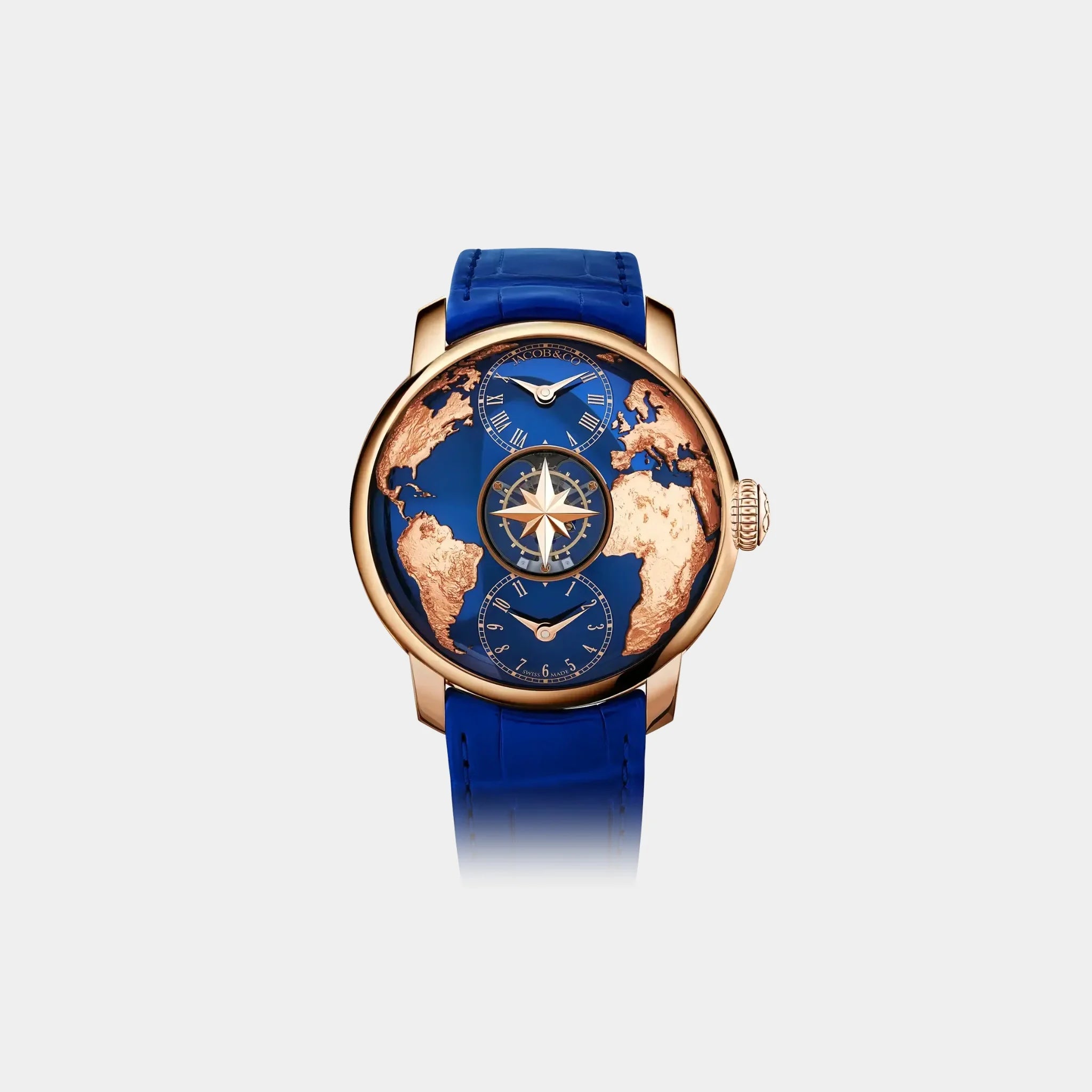 Jacob & Co. The World Is Yours Dual Time Zone Tourbillon Rose Gold, Front