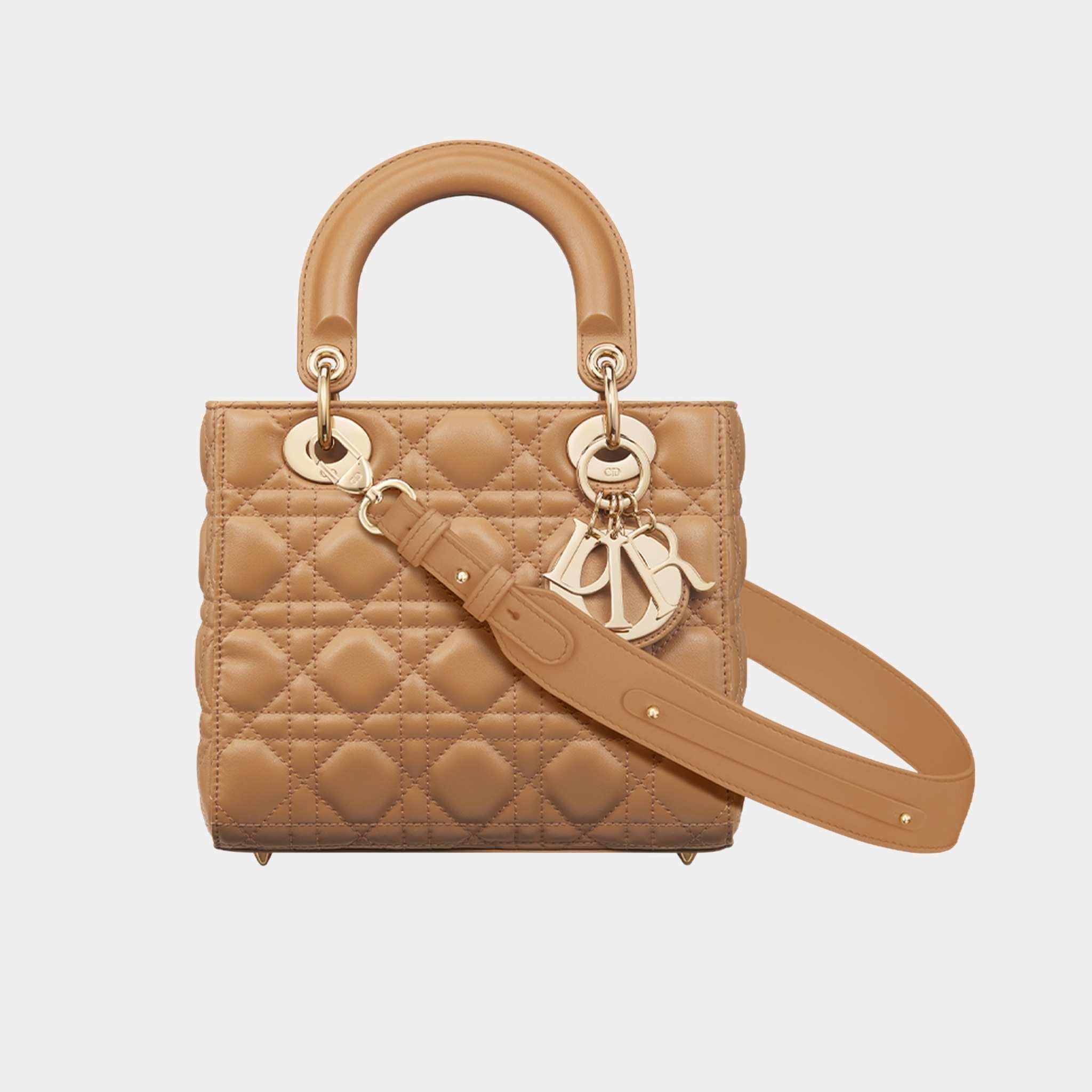 Lady Dior My ABCDior Small Bag Cannage Lambskin, Light Gold, Front