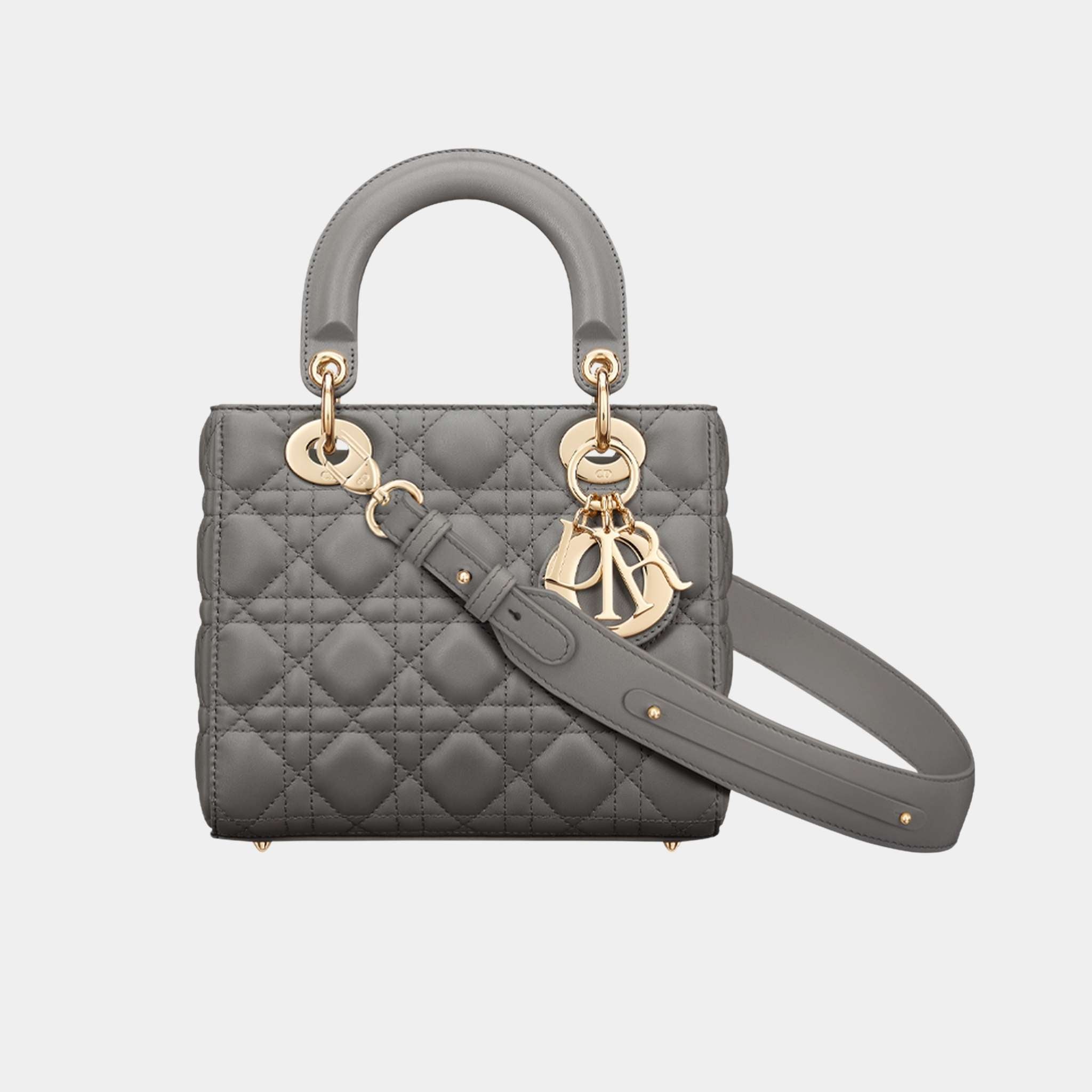 Lady Dior My ABCDior Small Bag Cannage Lambskin, Stone Grey, Front