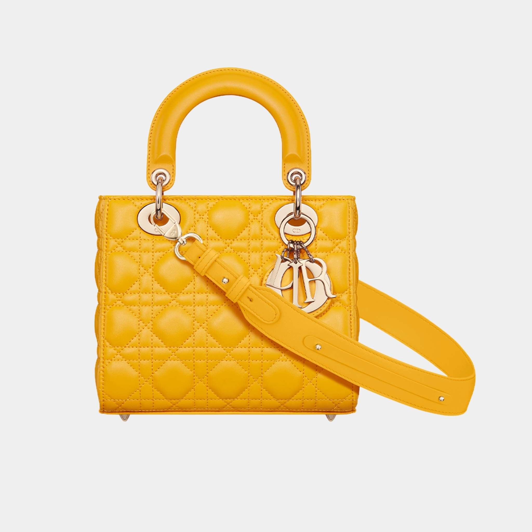 Lady Dior My ABCDior Small Bag Cannage Lambskin, Sunny Gold, Front