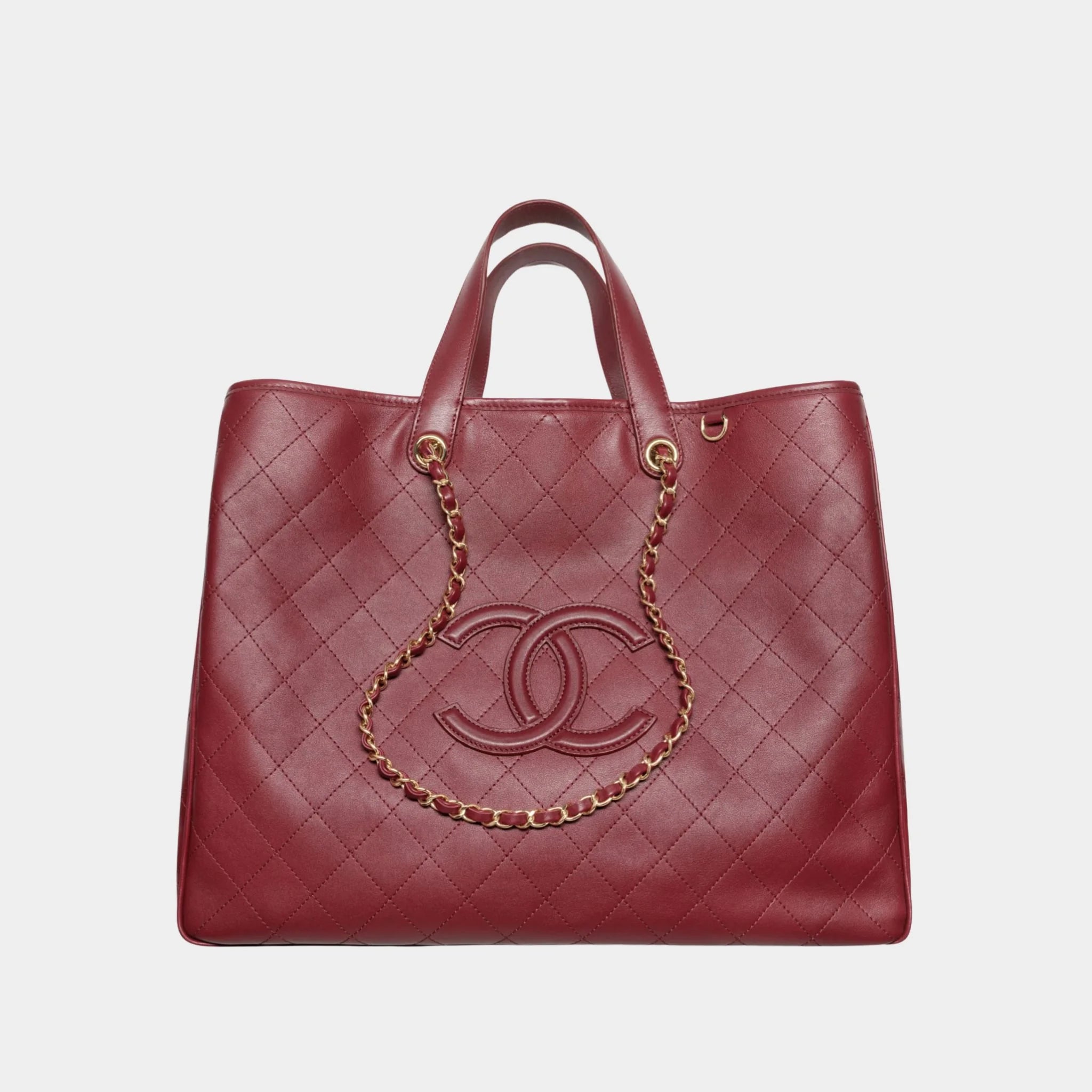 Chanel Large Tote Calfskin & Gold-Tone Metal Burgundy