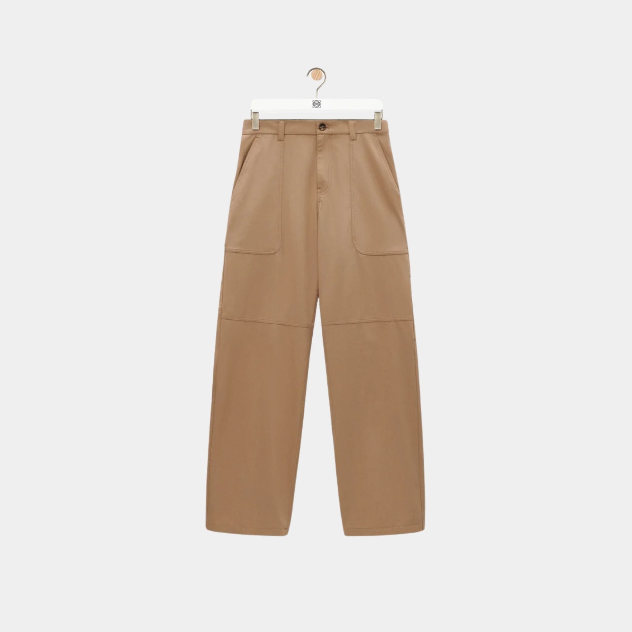Loewe Beige Cargo Trousers in Cotton and Silk, Front
