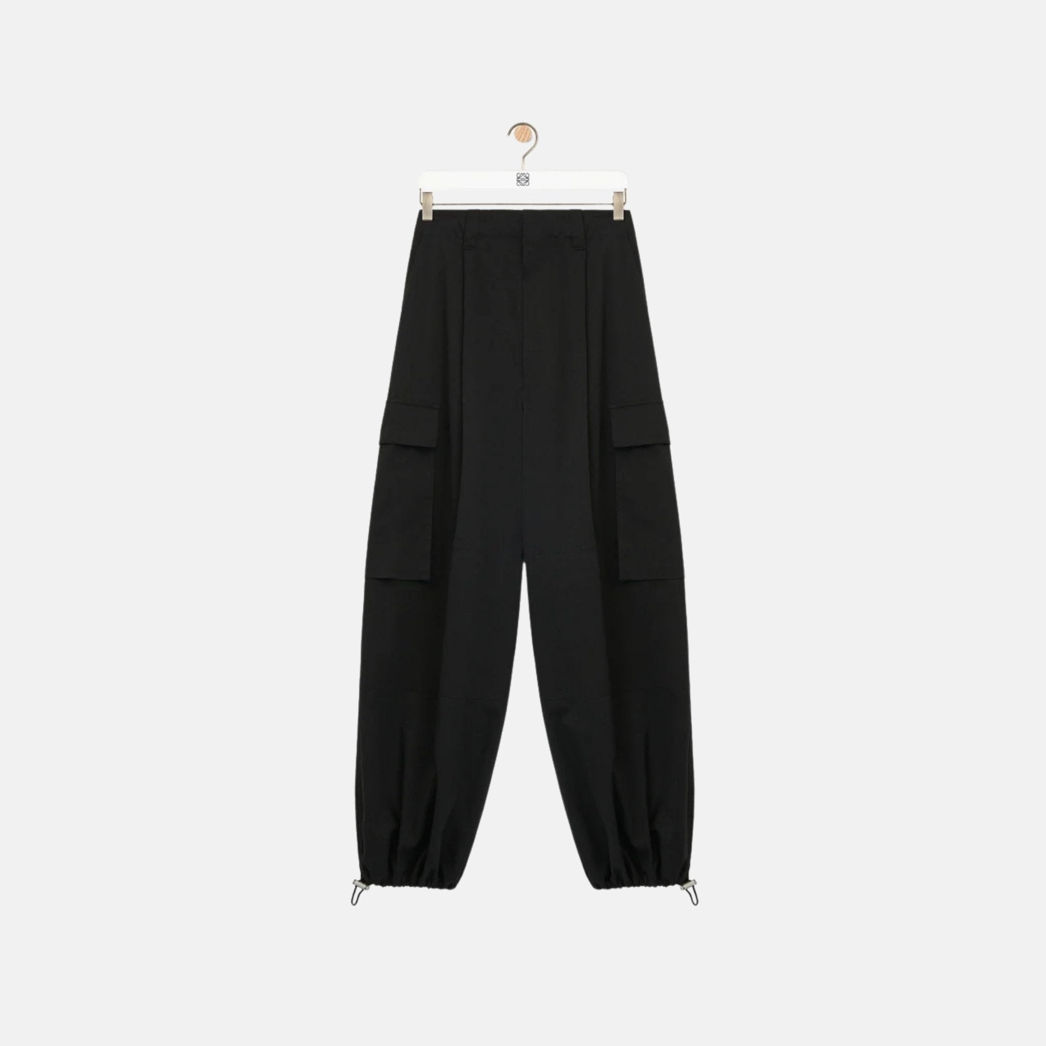 Loewe Cargo Trousers In Cotton And Silk, Black, Front