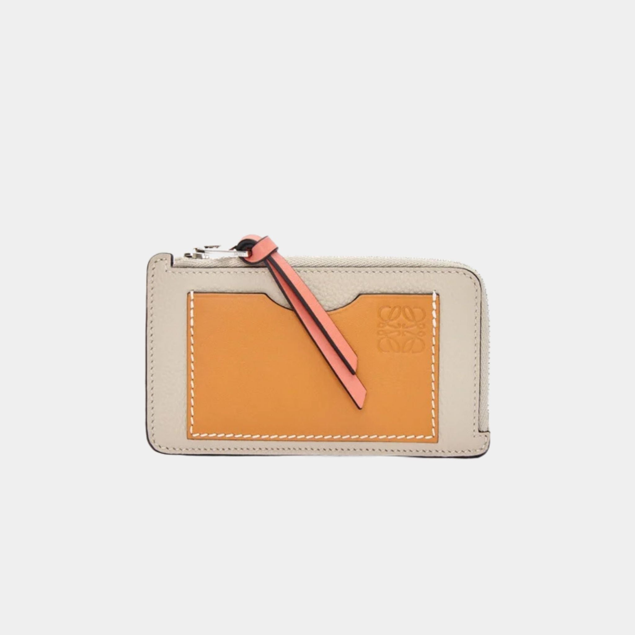 Loewe Coin Cardholder In Soft Grained Calfskin, Light Oat, Front