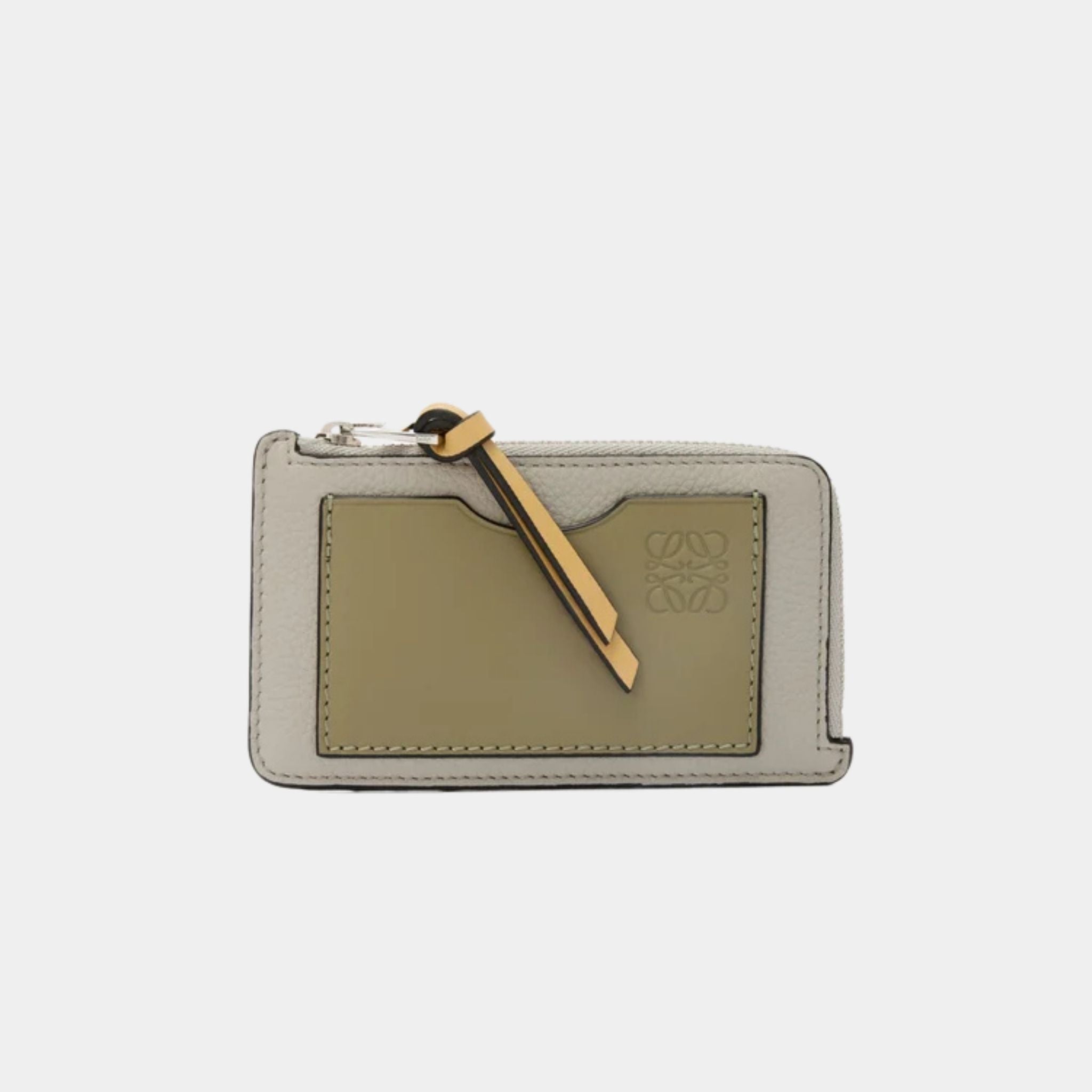 Loewe Coin Cardholder In Soft Grained Calfskin, Shell Grey, Front