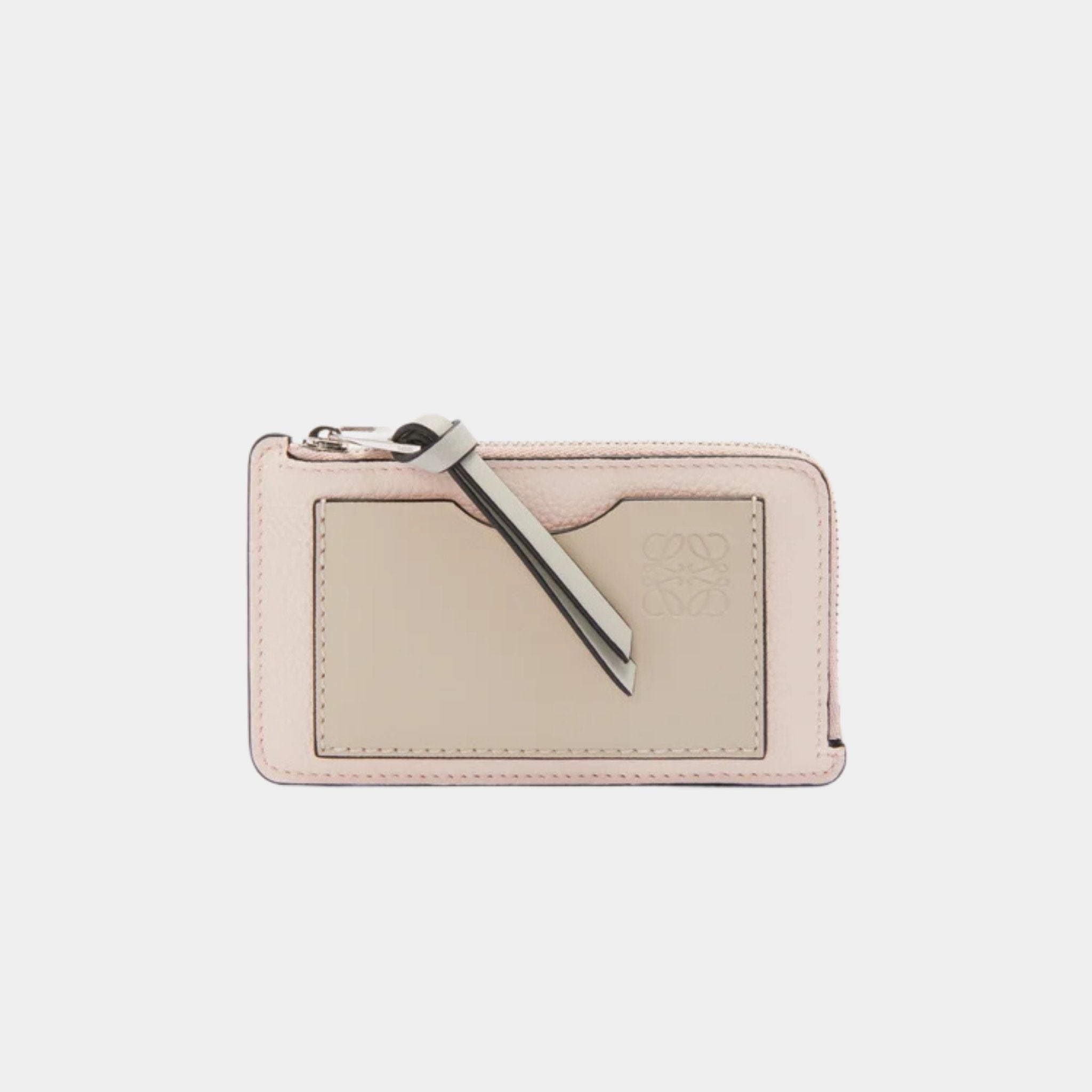 Loewe Coin Cardholder In Soft Grained Calfskin, Talc, Front