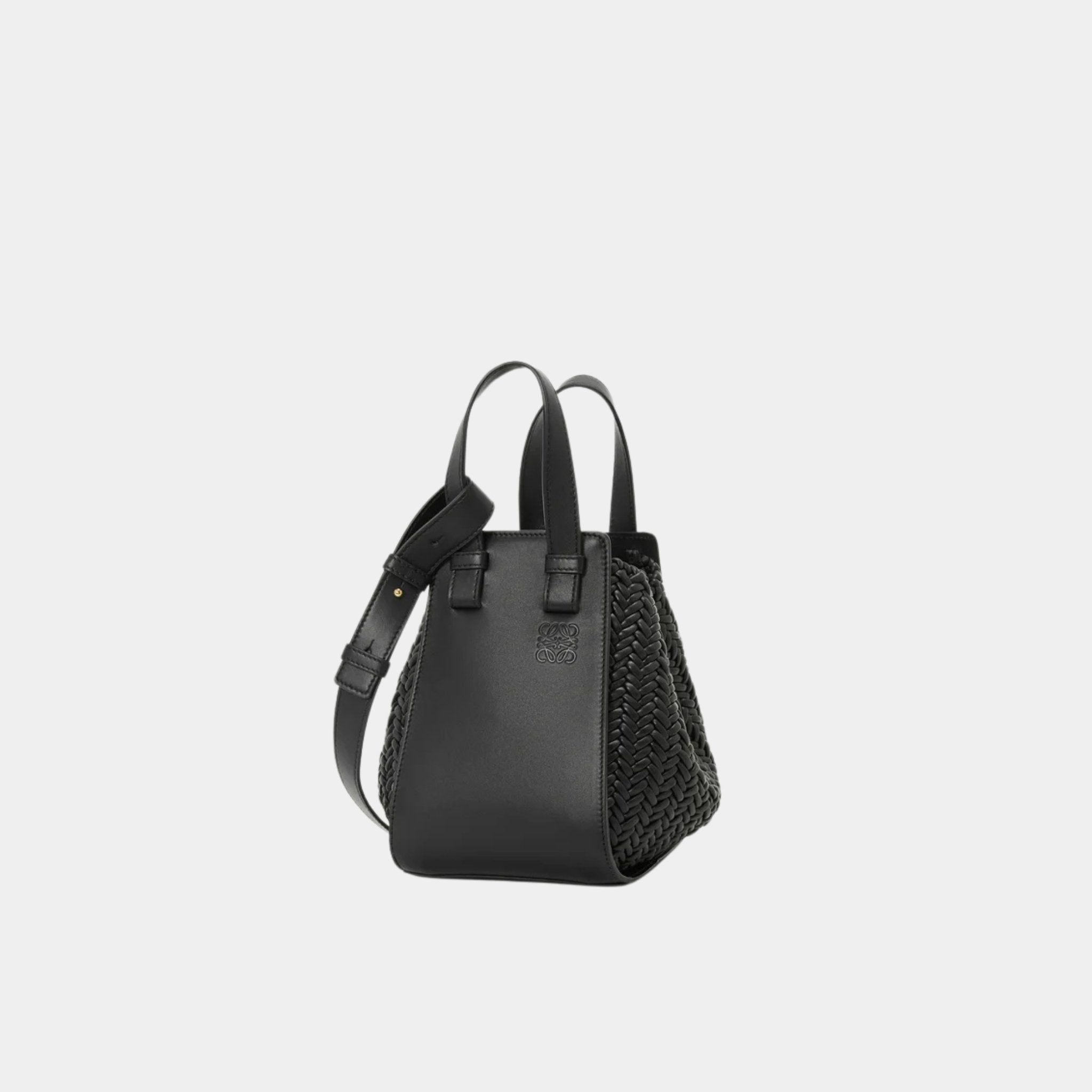 Loewe Compact Hammock Bag In Calfskin, Black, Front