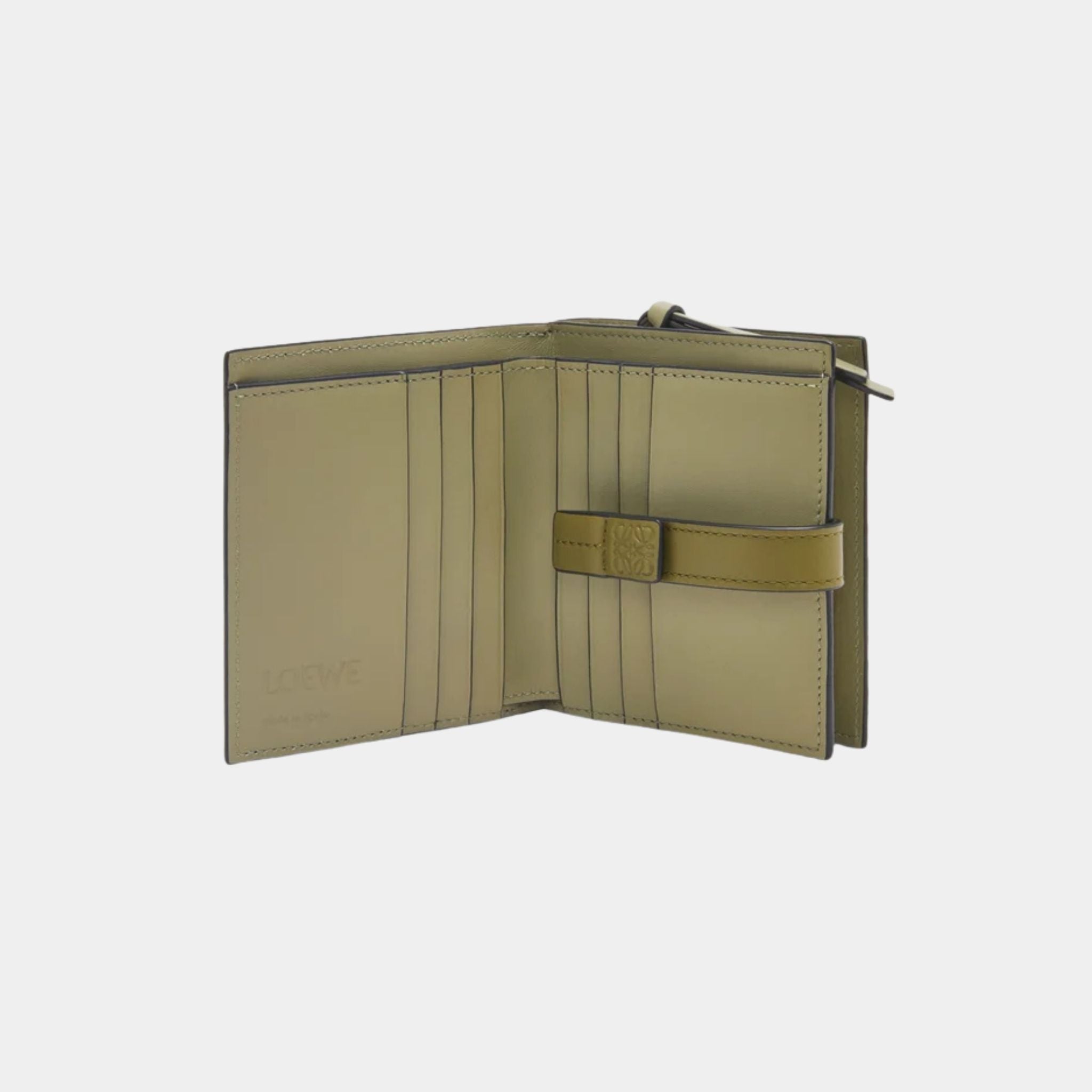 Loewe Compact Zip Wallet In Soft Grained Calfskin, Abyss Blue, Open