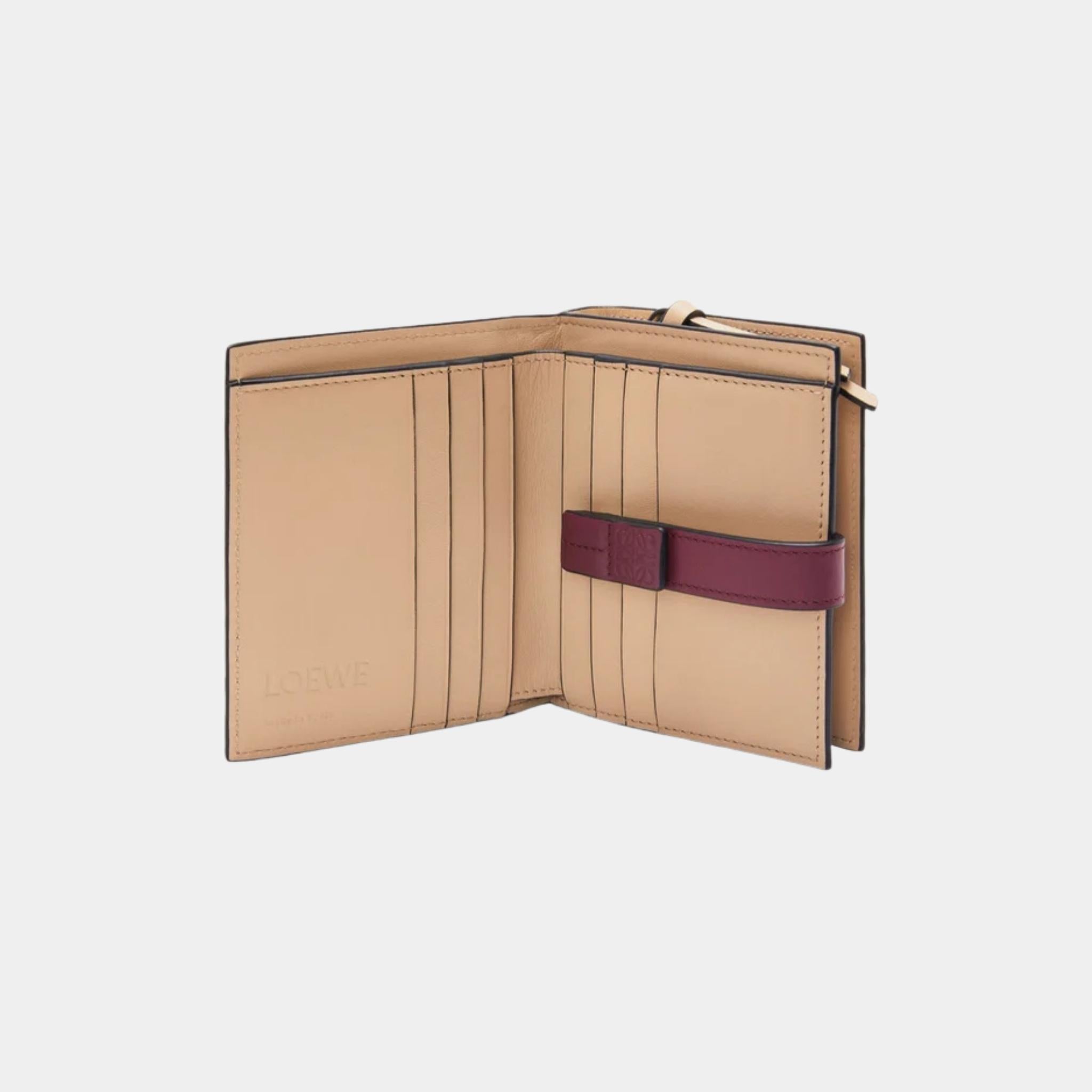 Loewe Compact Zip Wallet In Soft Grained Calfskin, Biscuit, Open